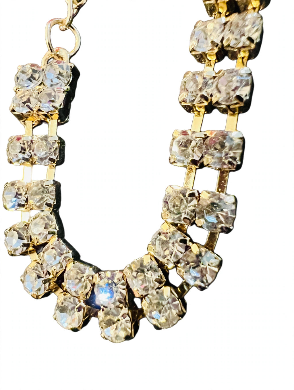 CHANEL Style Gold CC Pearl Crystal Baguette Choker Necklace / 2022 Collection Tennis Choker