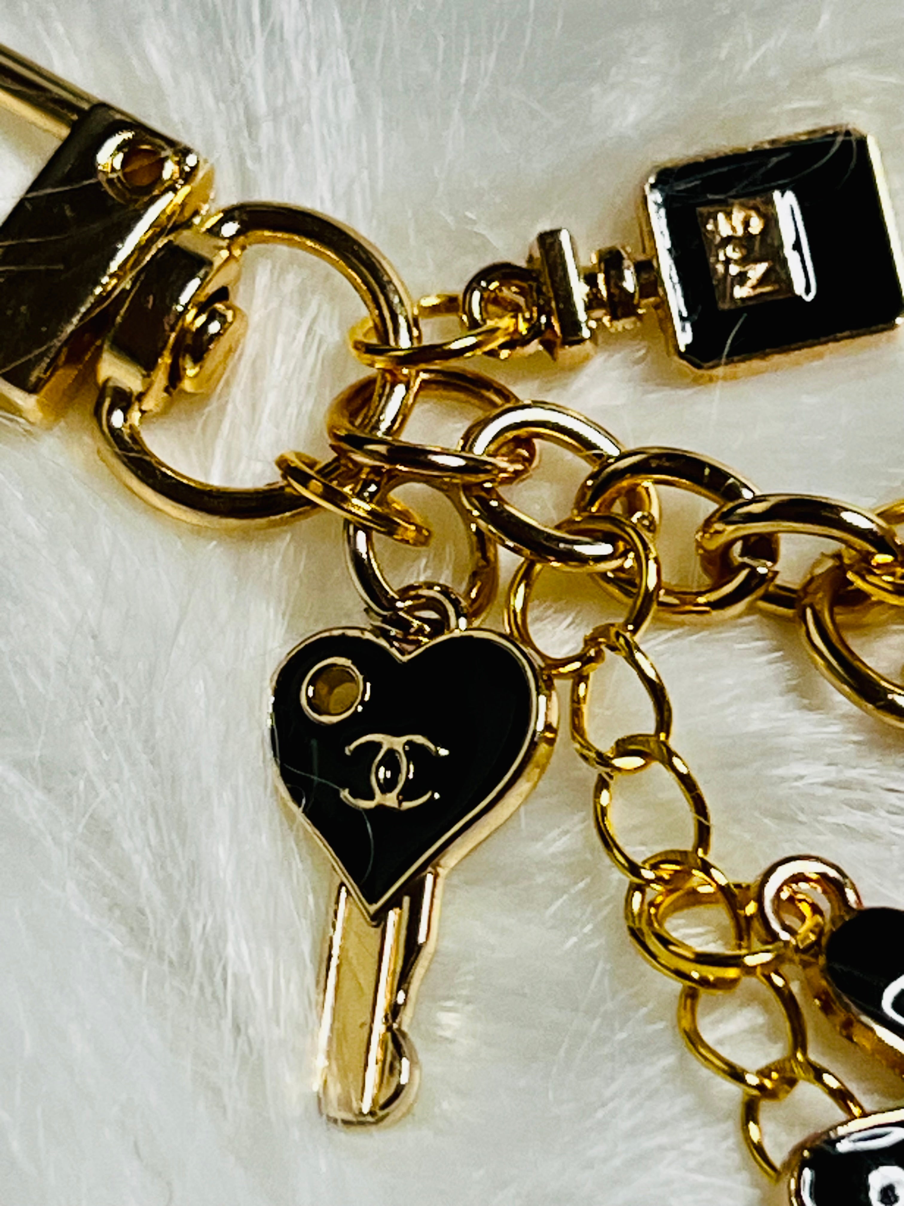 CHANEL Black & Gold Charm Keychain