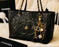 Chanel Inspired all Black Glam Style Bag Charm Keychain- Rhinestone No 5, Stilettos, bow, bag, flower