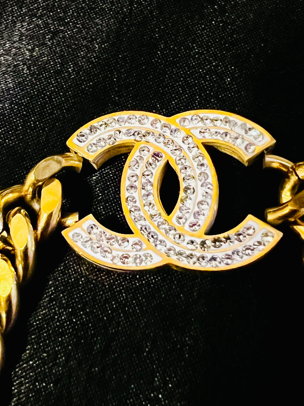 Chanel Logo Cuban Link Golden Bracelet
