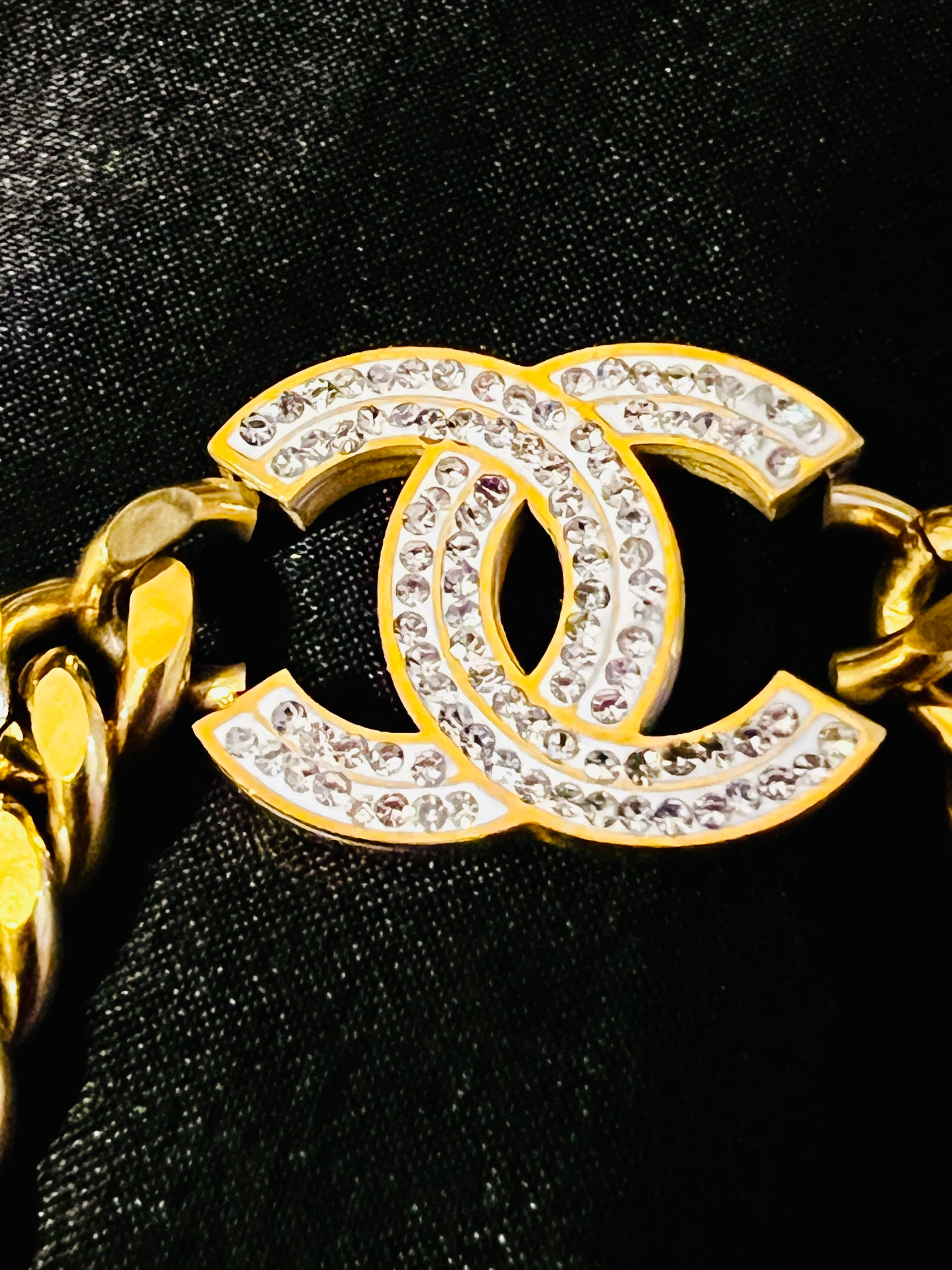 Chanel Logo Cuban Link Golden Bracelet
