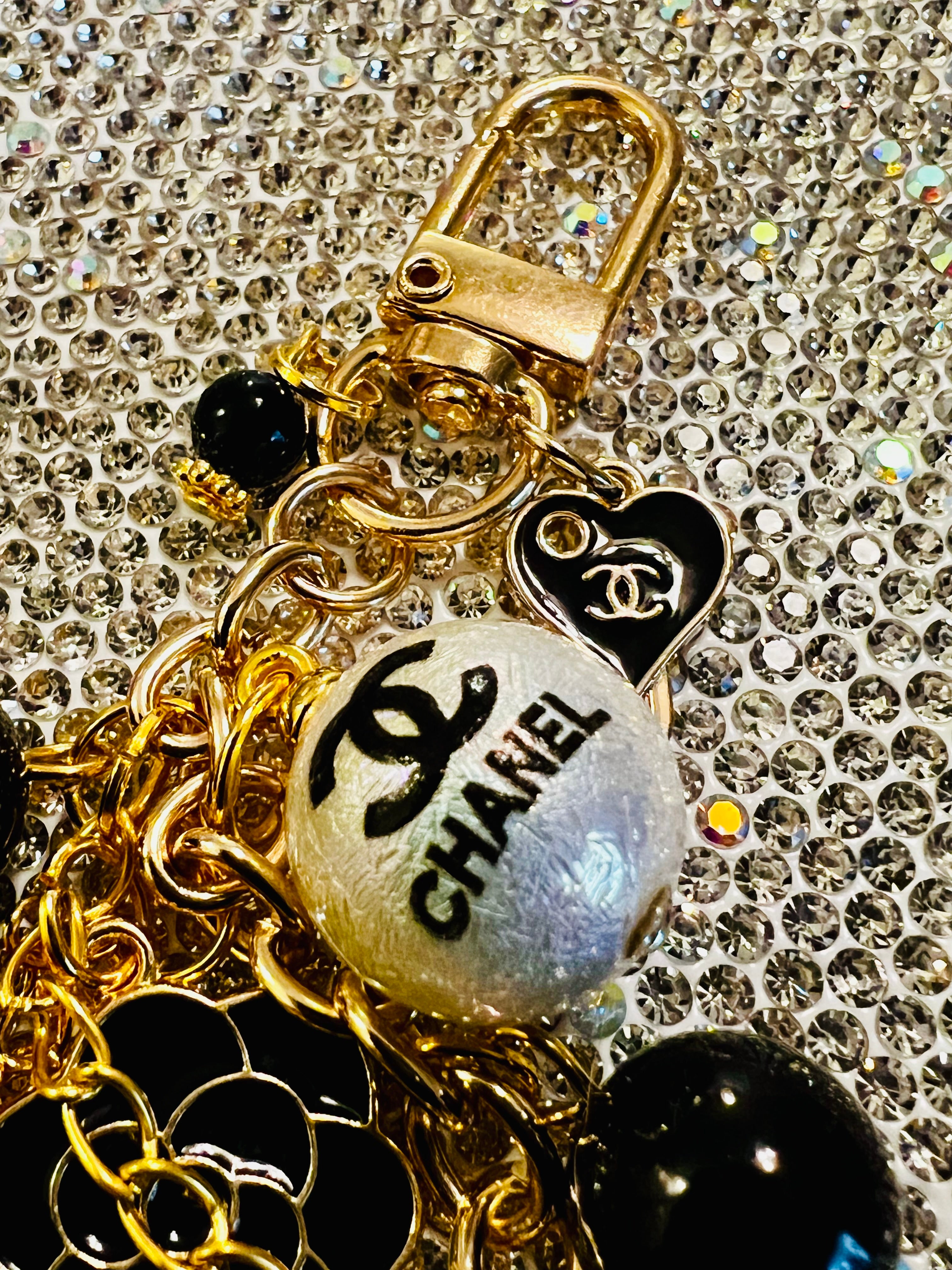 CHANEL Black & Gold Charm Keychain