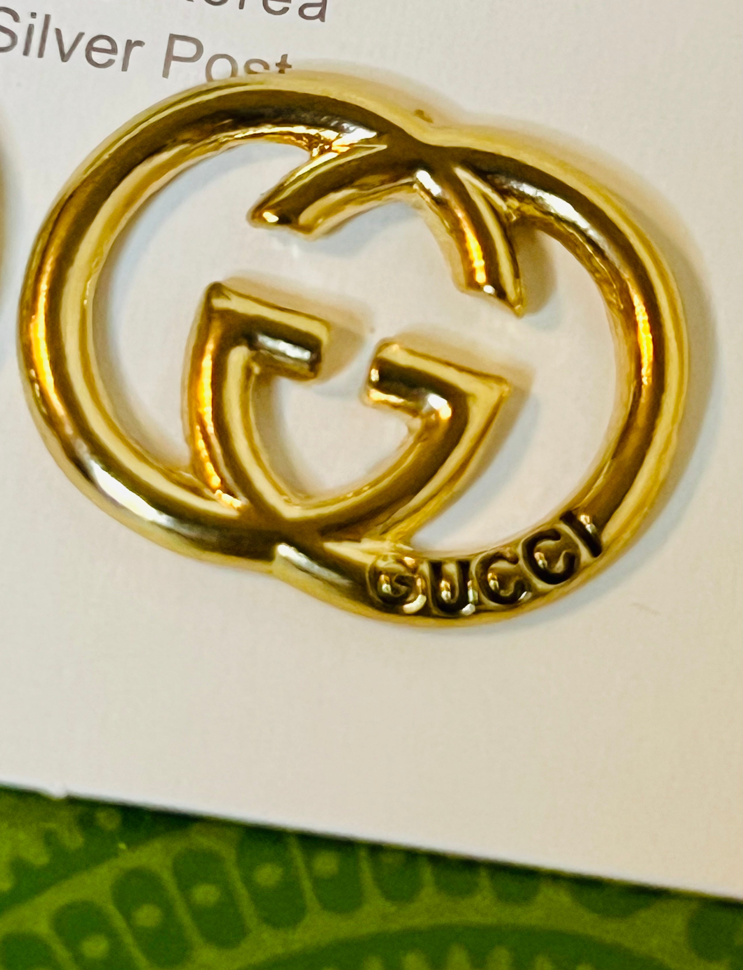 Gucci Iconic Logo Gold Stud Earrings