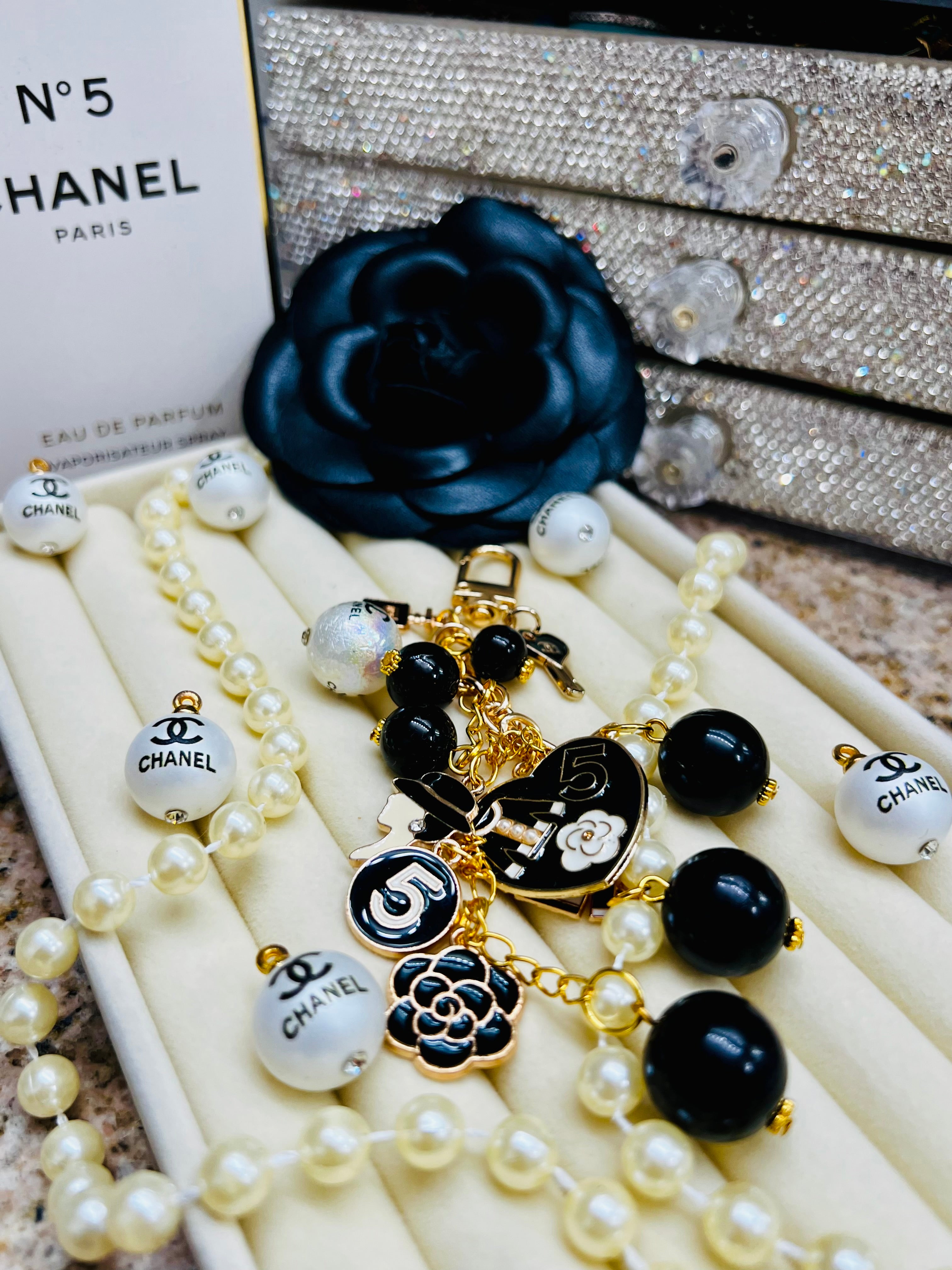 Chanel Keychain Bag Charm Black & Gold