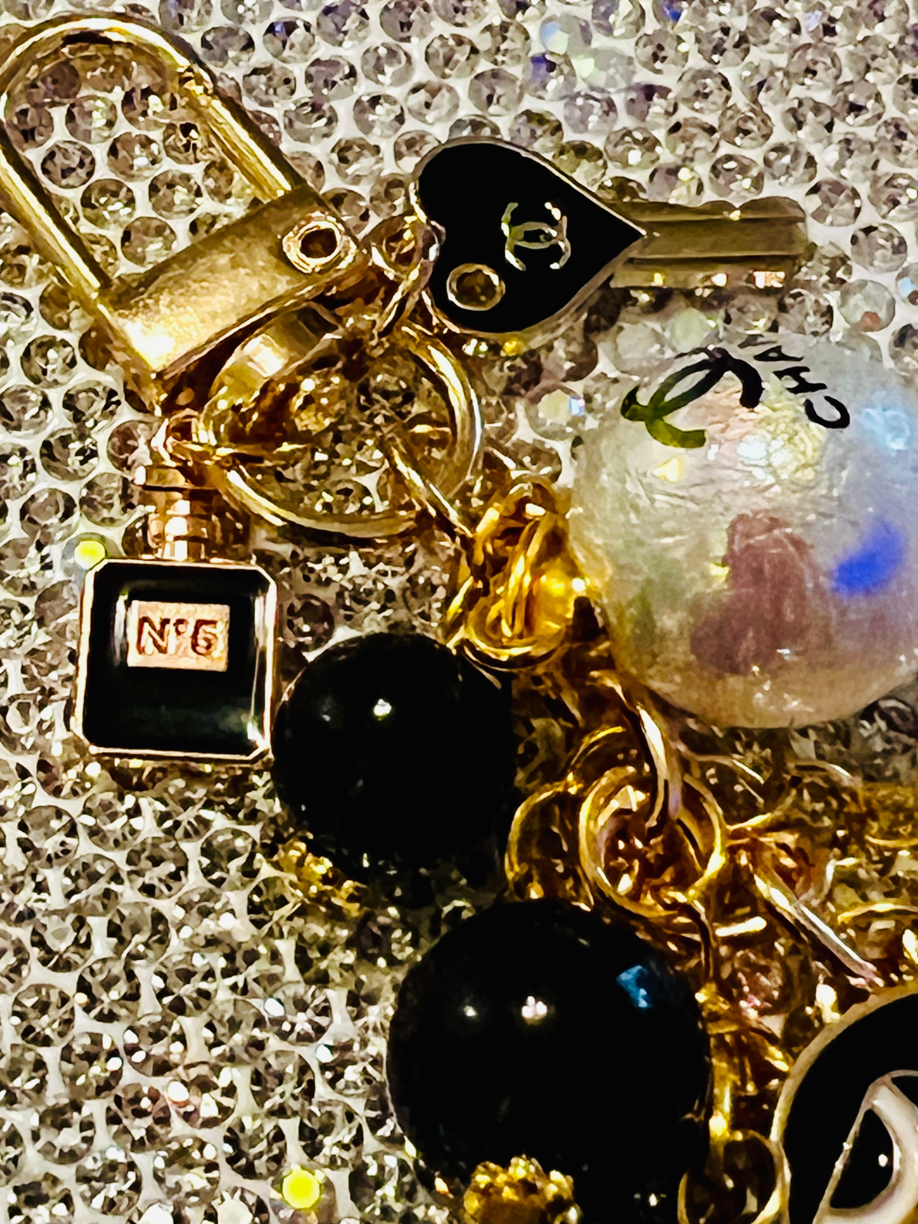 Chanel Keychain Bag Charm Black & Gold