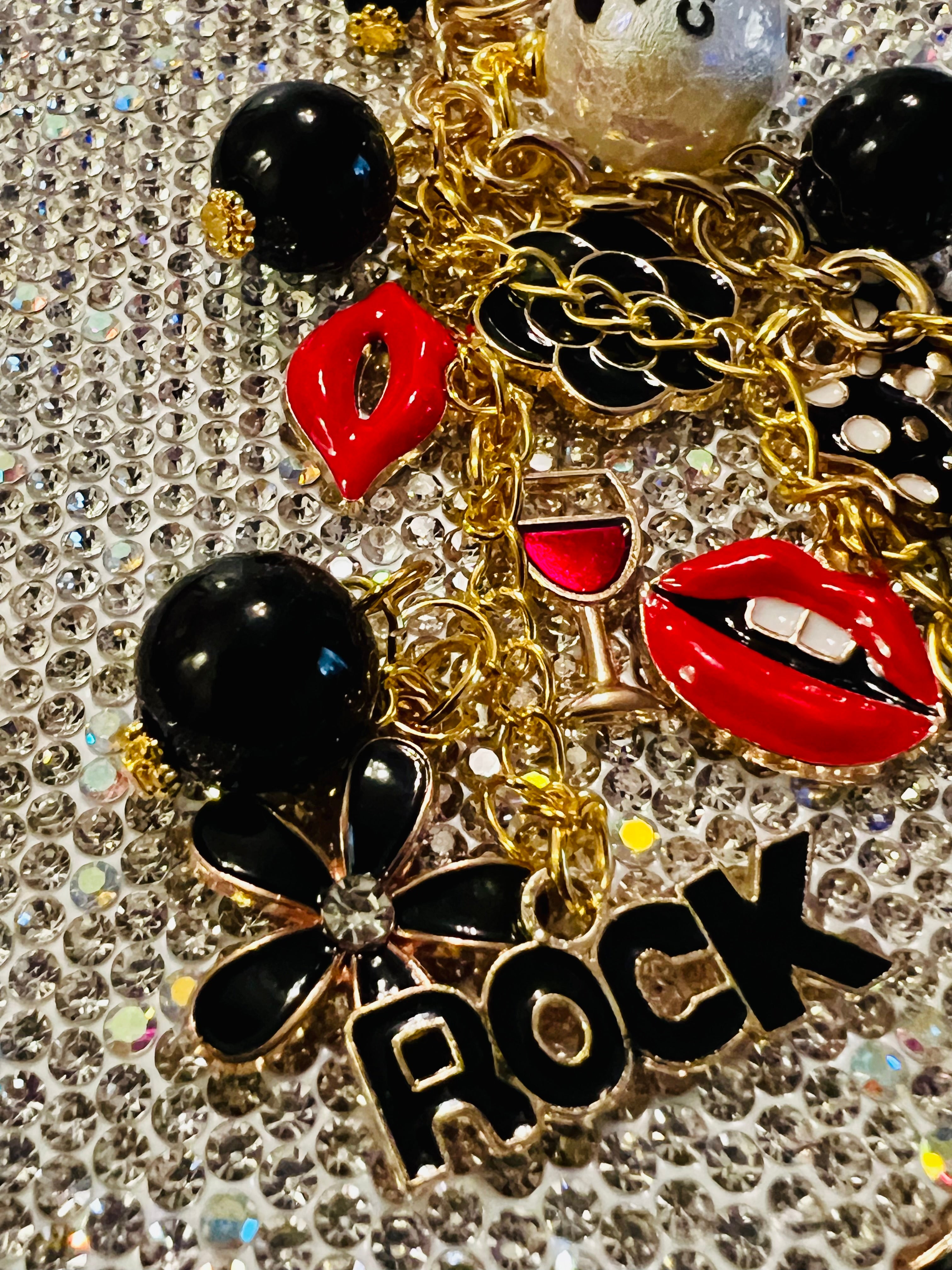 CHANEL Black & Gold Charm Keychain