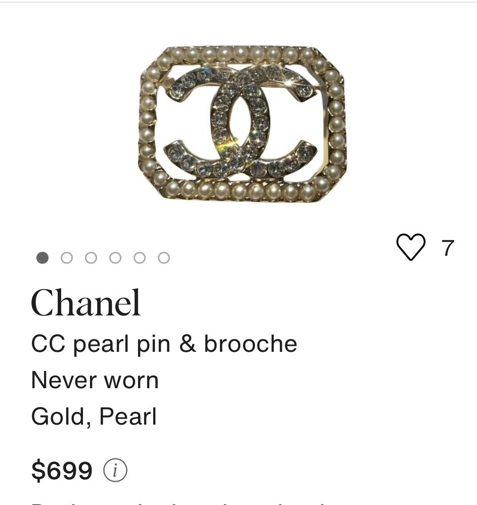 CHANEL Unique Gold with Pearl Accent Brooch