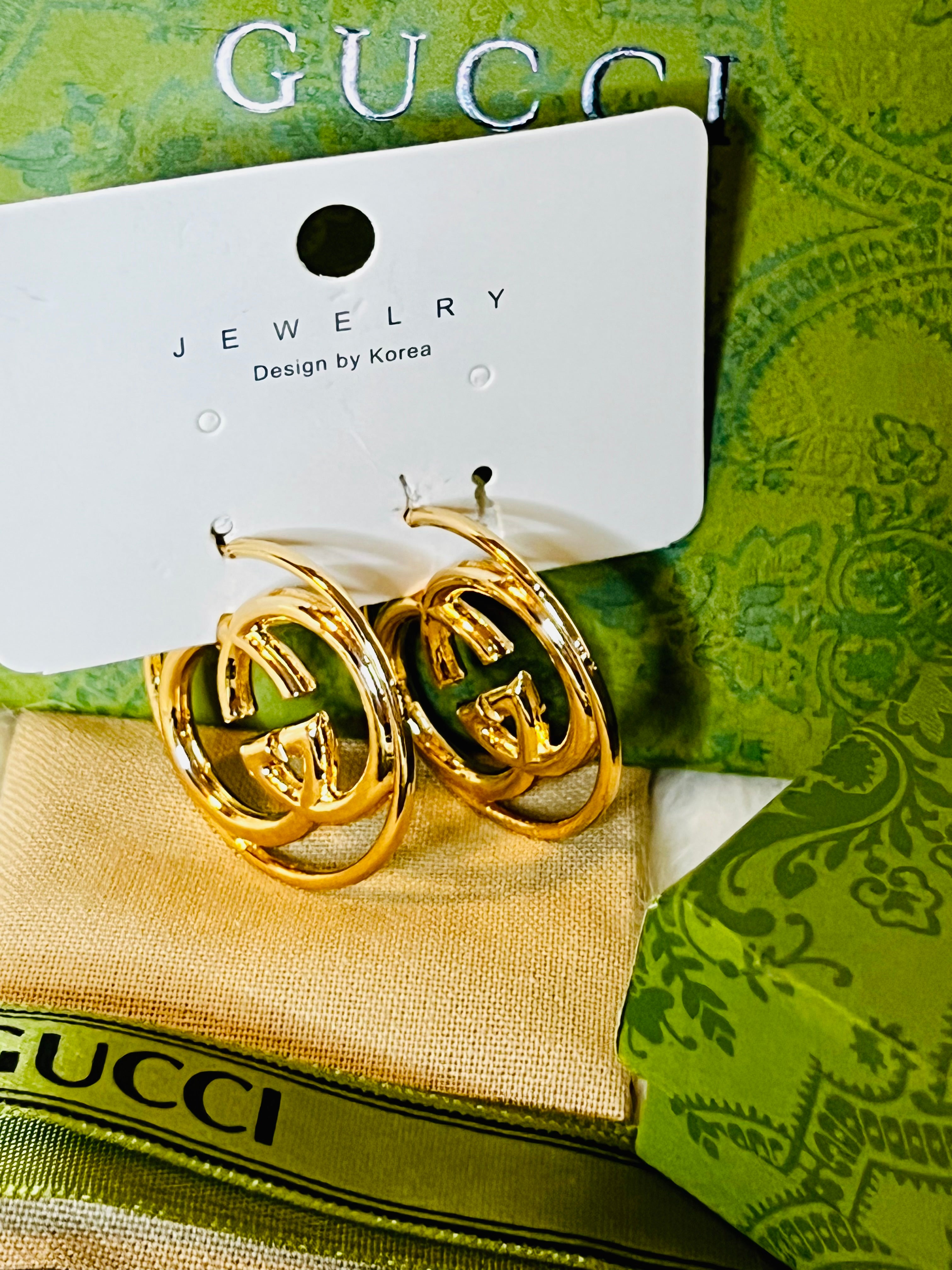 Gucci Iconic Logo Gold Hoop Earrings