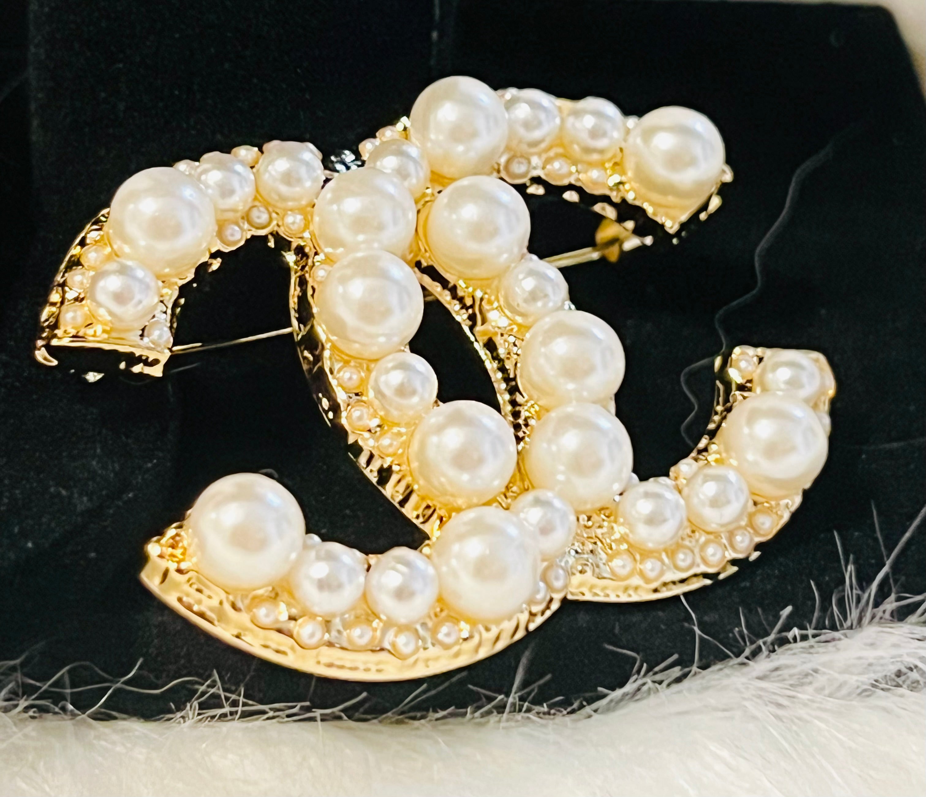 CHANEL Gold with Pearl Accent Brooch
