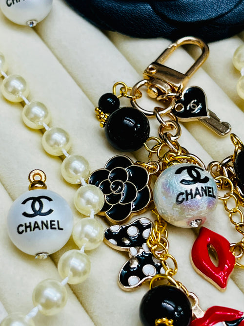 CHANEL Black & Gold Charm Keychain