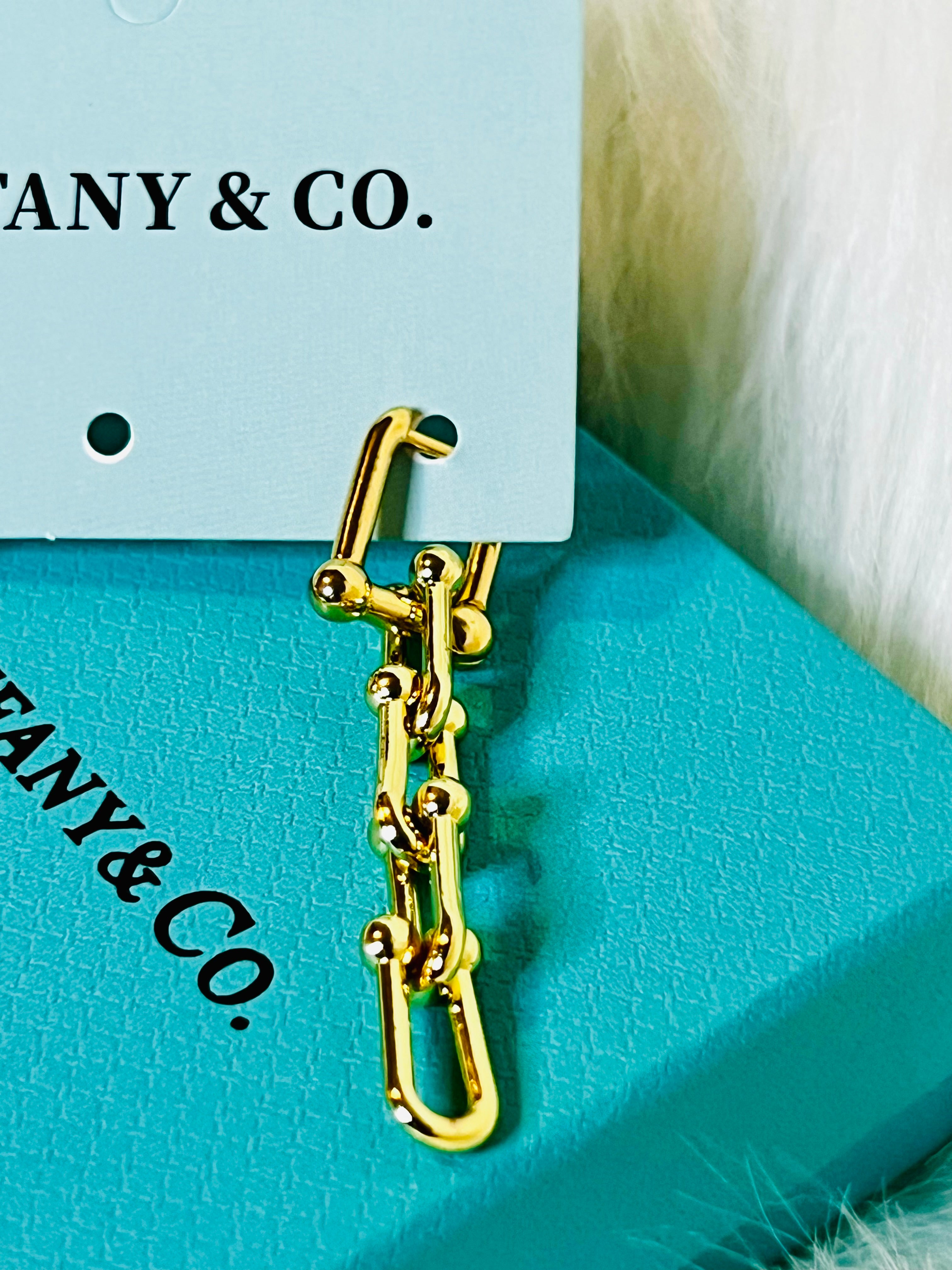 Tiffany & Co. Gold Paperclip Style Dangle Earrings