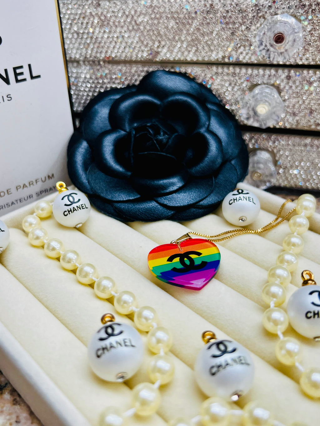 CHANEL Rainbow Heart Pendant Necklace