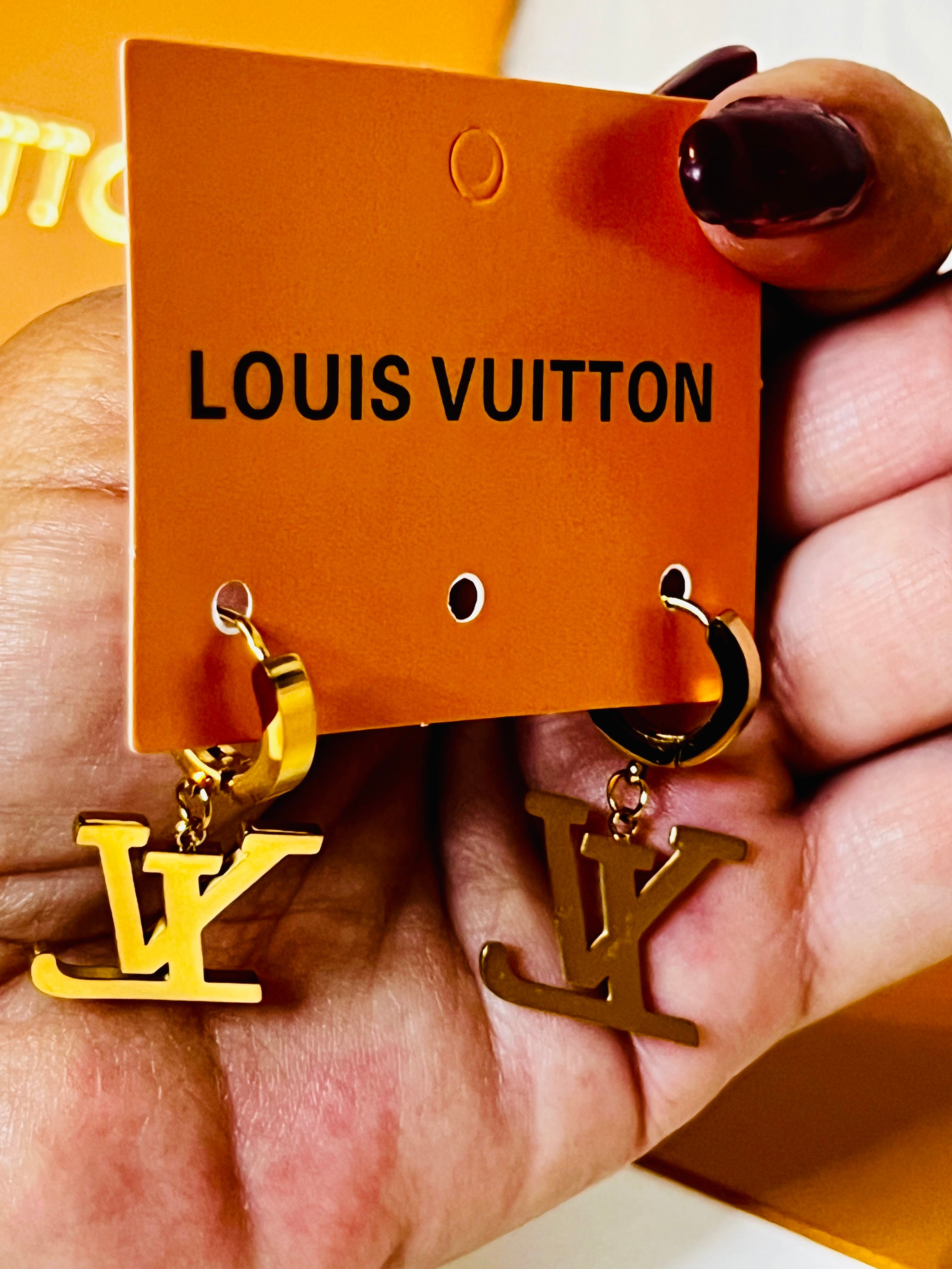 LV Logo Gold Earrings