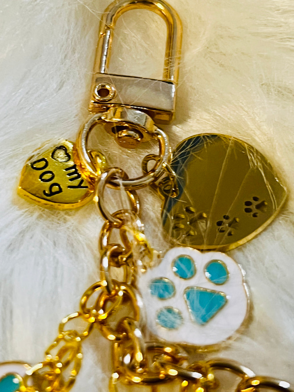 LV Blue & Gold Paw Print Charm Keychain 🐾💎