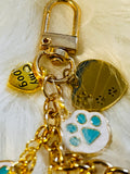 LV Blue & Gold Paw Print Charm Keychain 🐾💎