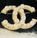 CHANEL Gold with Pearl Accent Brooch