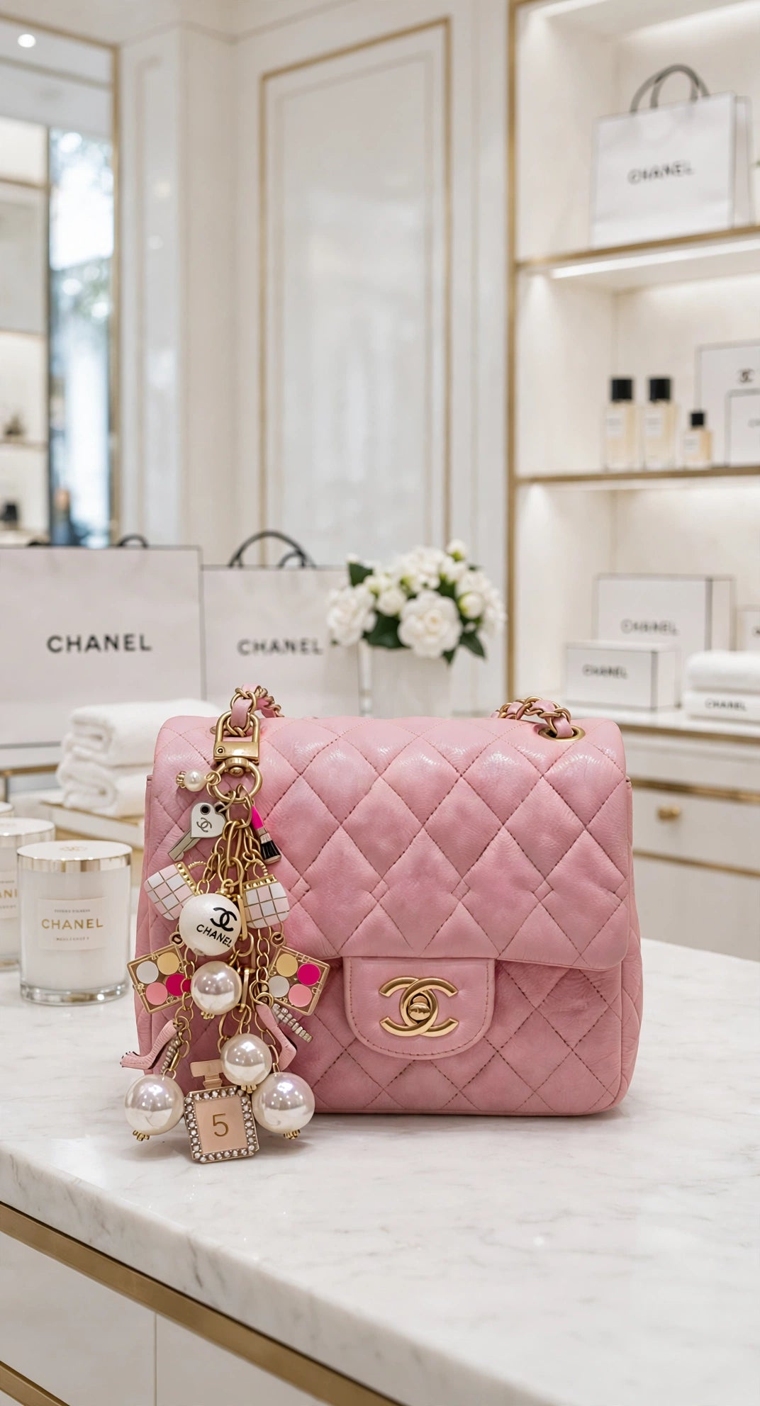 🩷✨Pink Glitter Chanel Keychain✨🩷