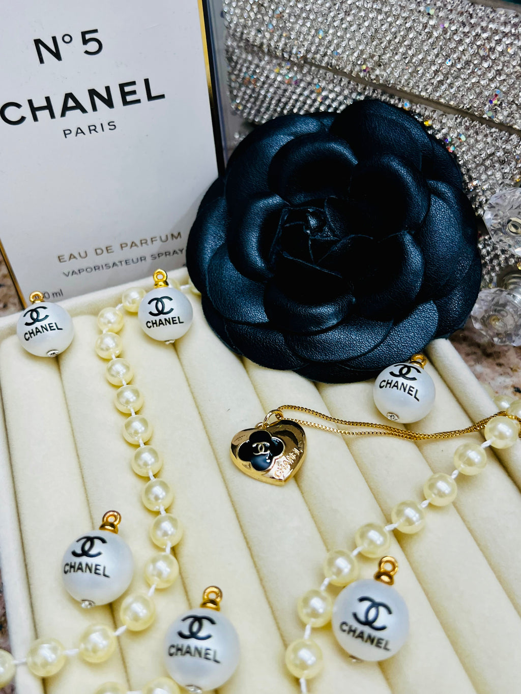 Luxury Brand Designer Gold & Black Heart Pendant Necklace