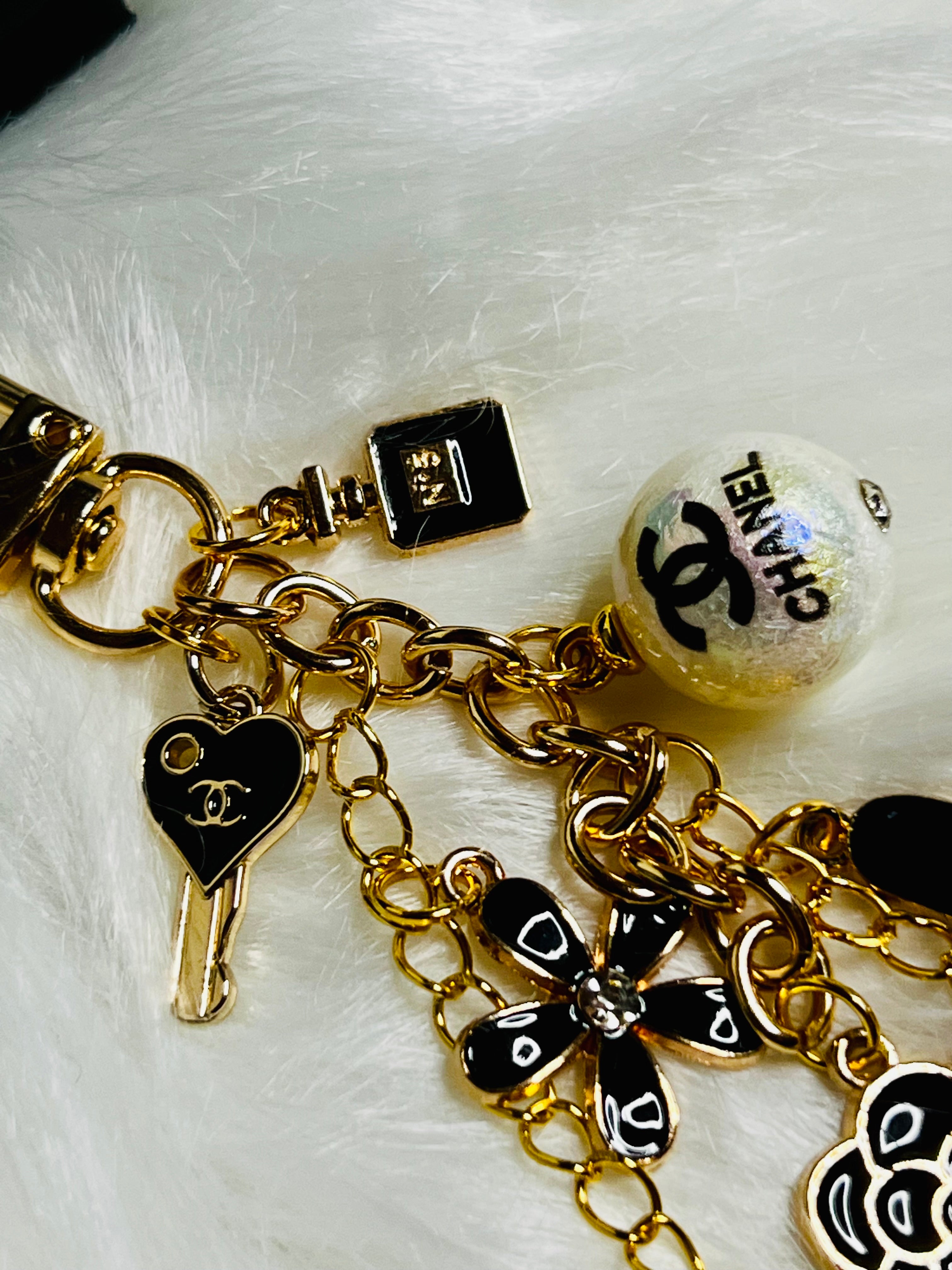 CHANEL Black & Gold Charm Keychain