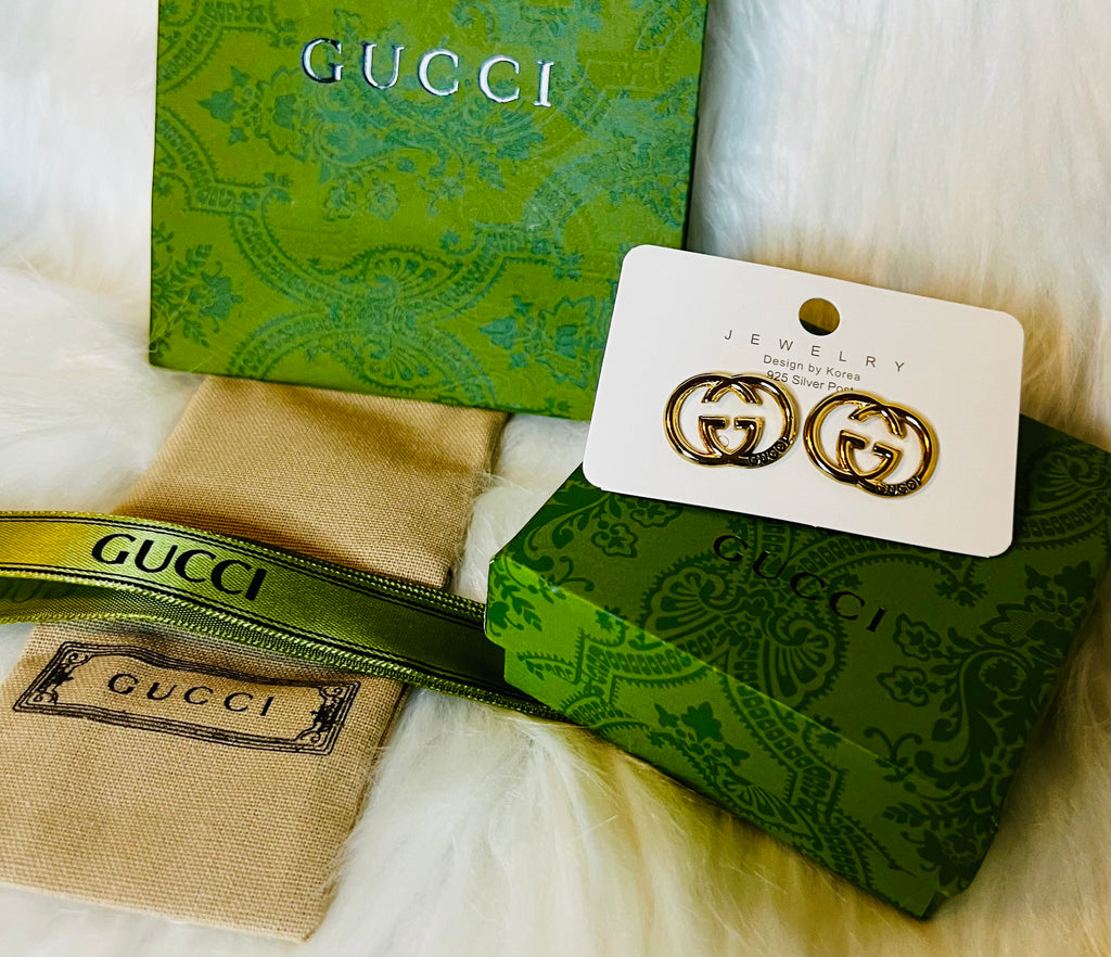 Gucci Iconic Logo Gold Stud Earrings