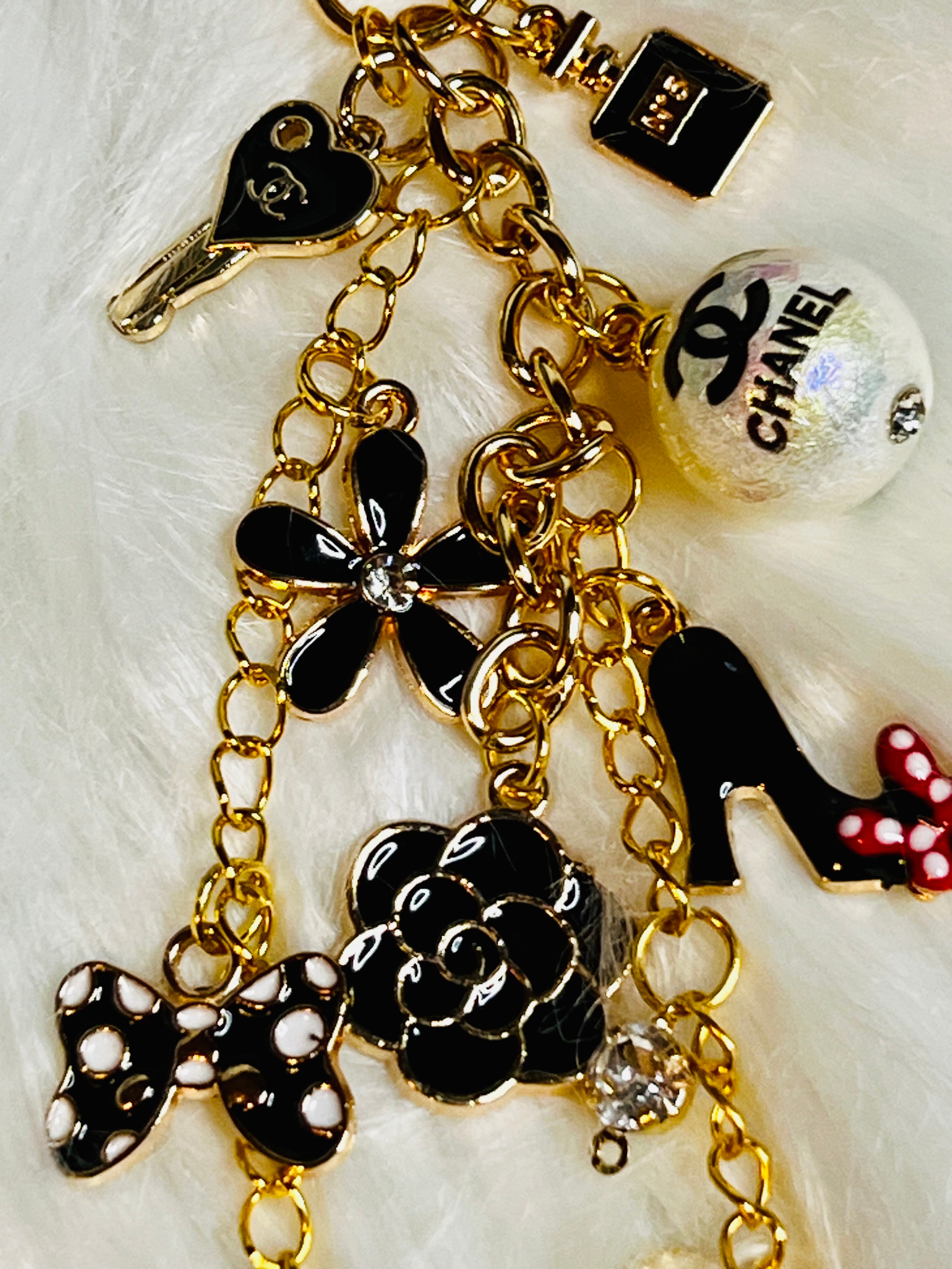 CHANEL Black & Gold Charm Keychain