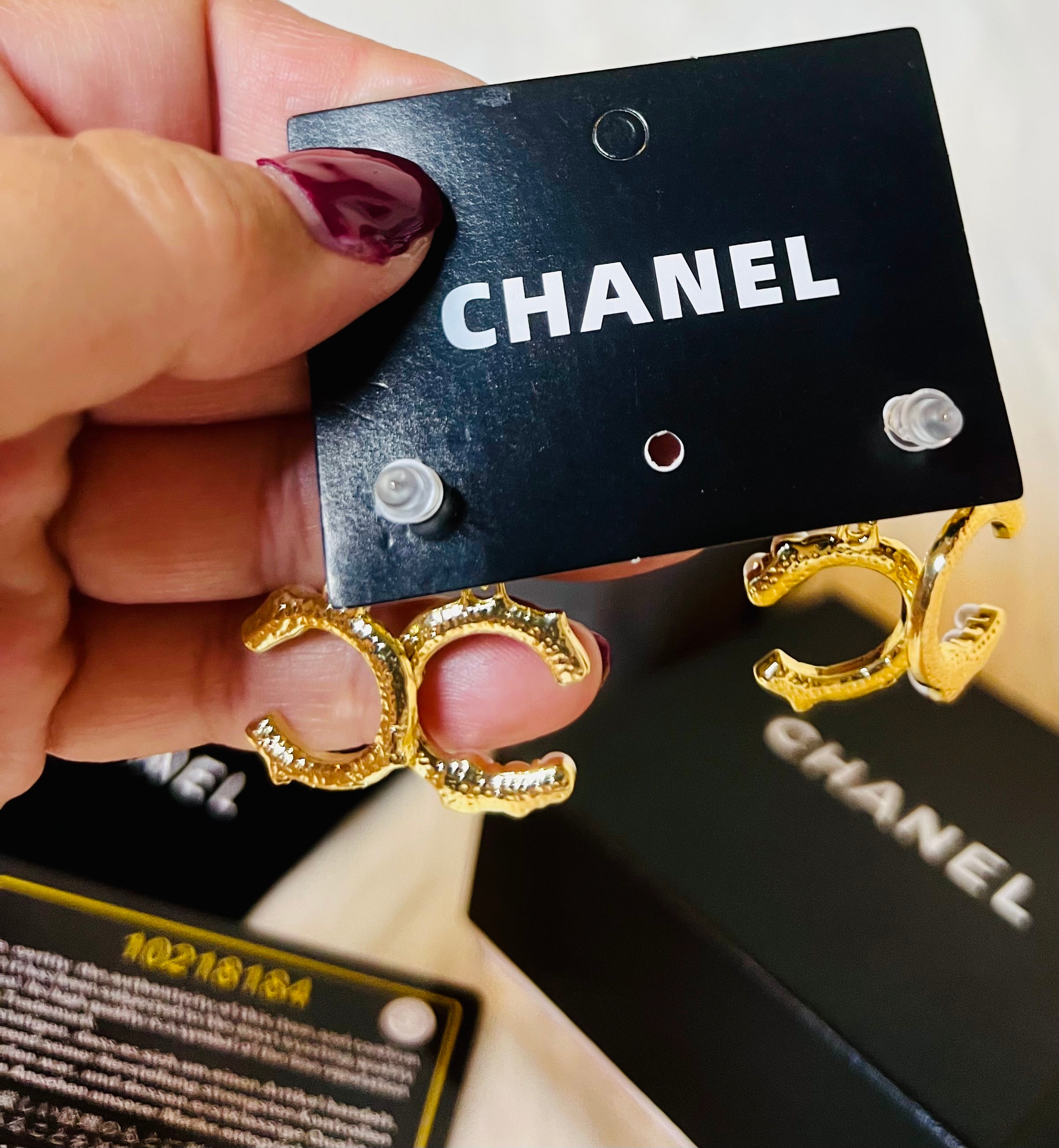 CHANEL Gold with Pearl & Crystal Accent Earrings
