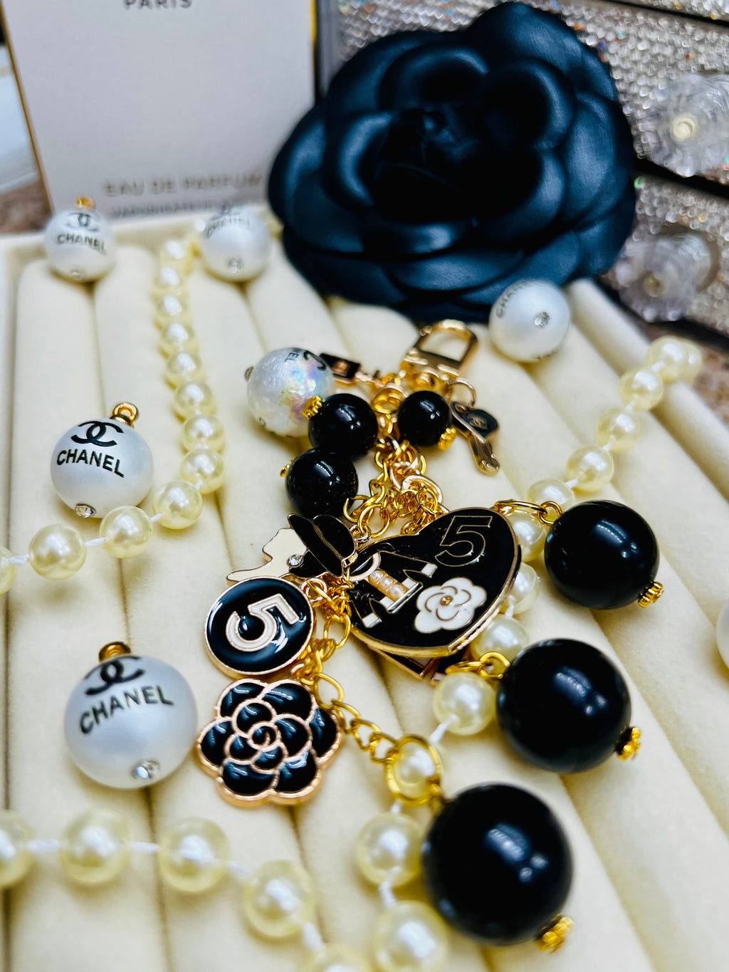 Chanel Keychain Bag Charm Black & Gold