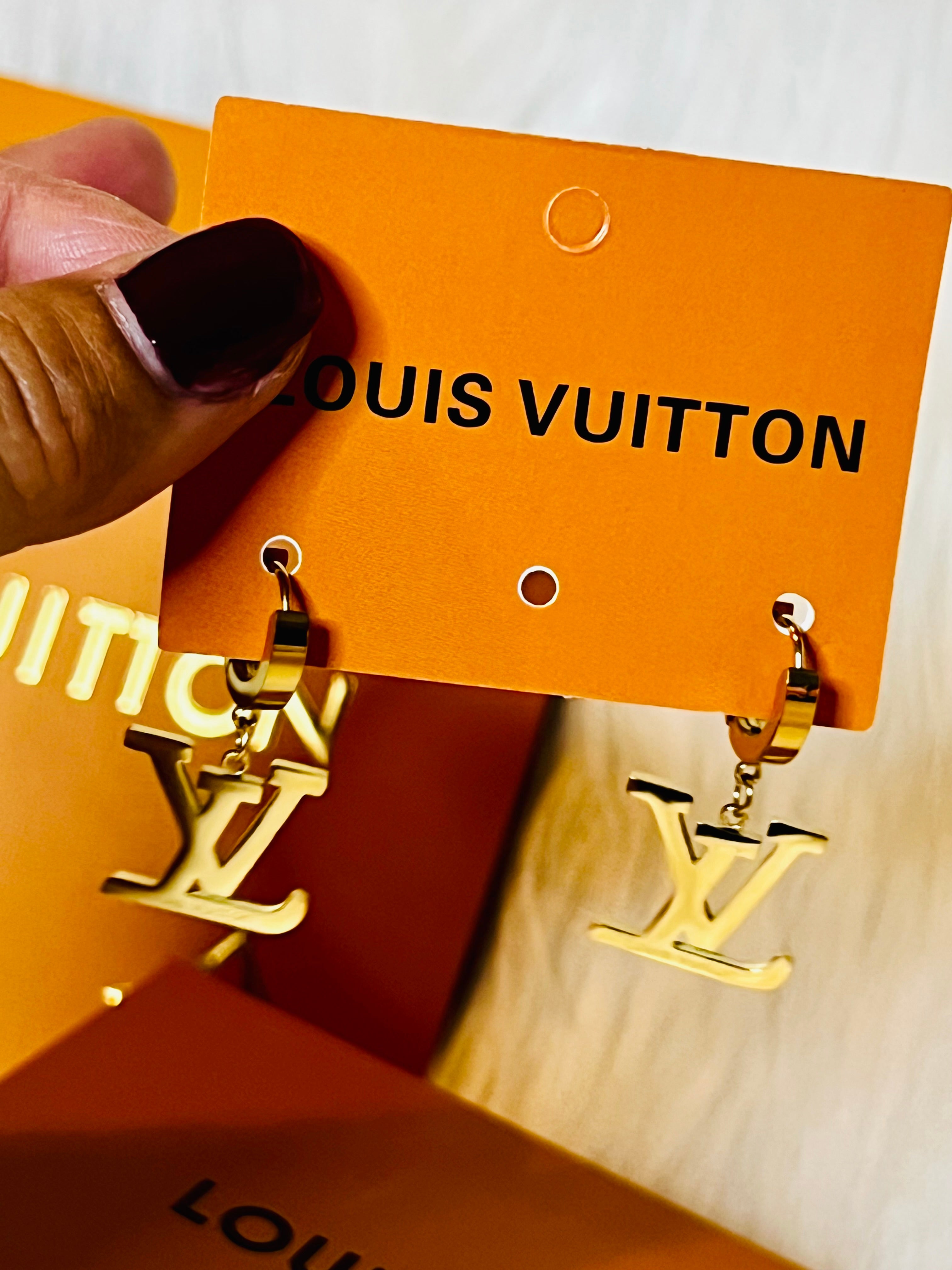 LV Logo Gold Earrings