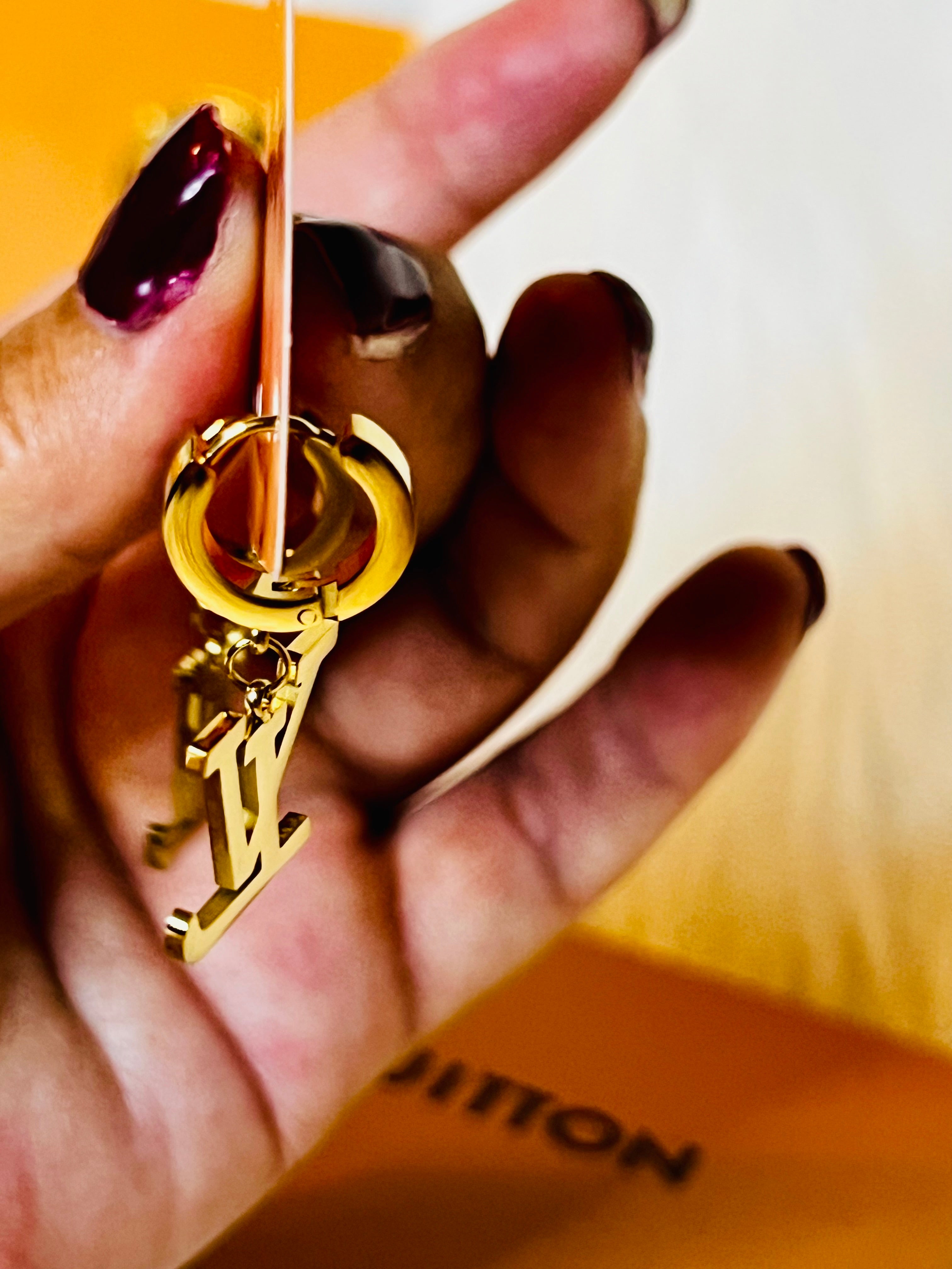 LV Logo Gold Earrings