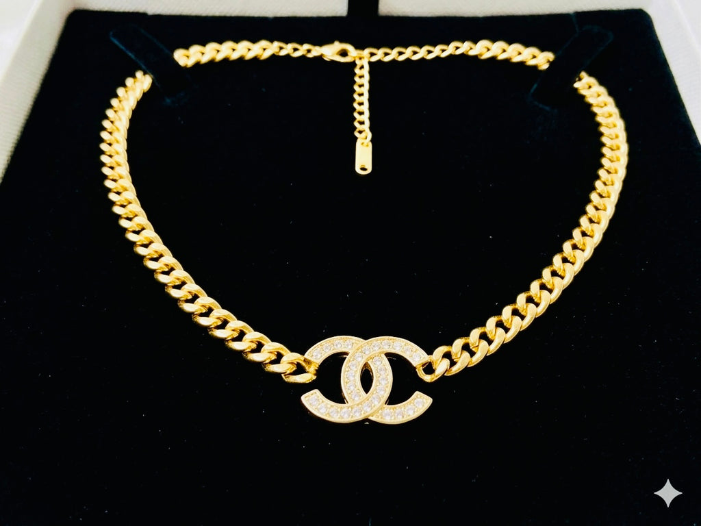 Luxury Gold Cuban Link CC Necklace
