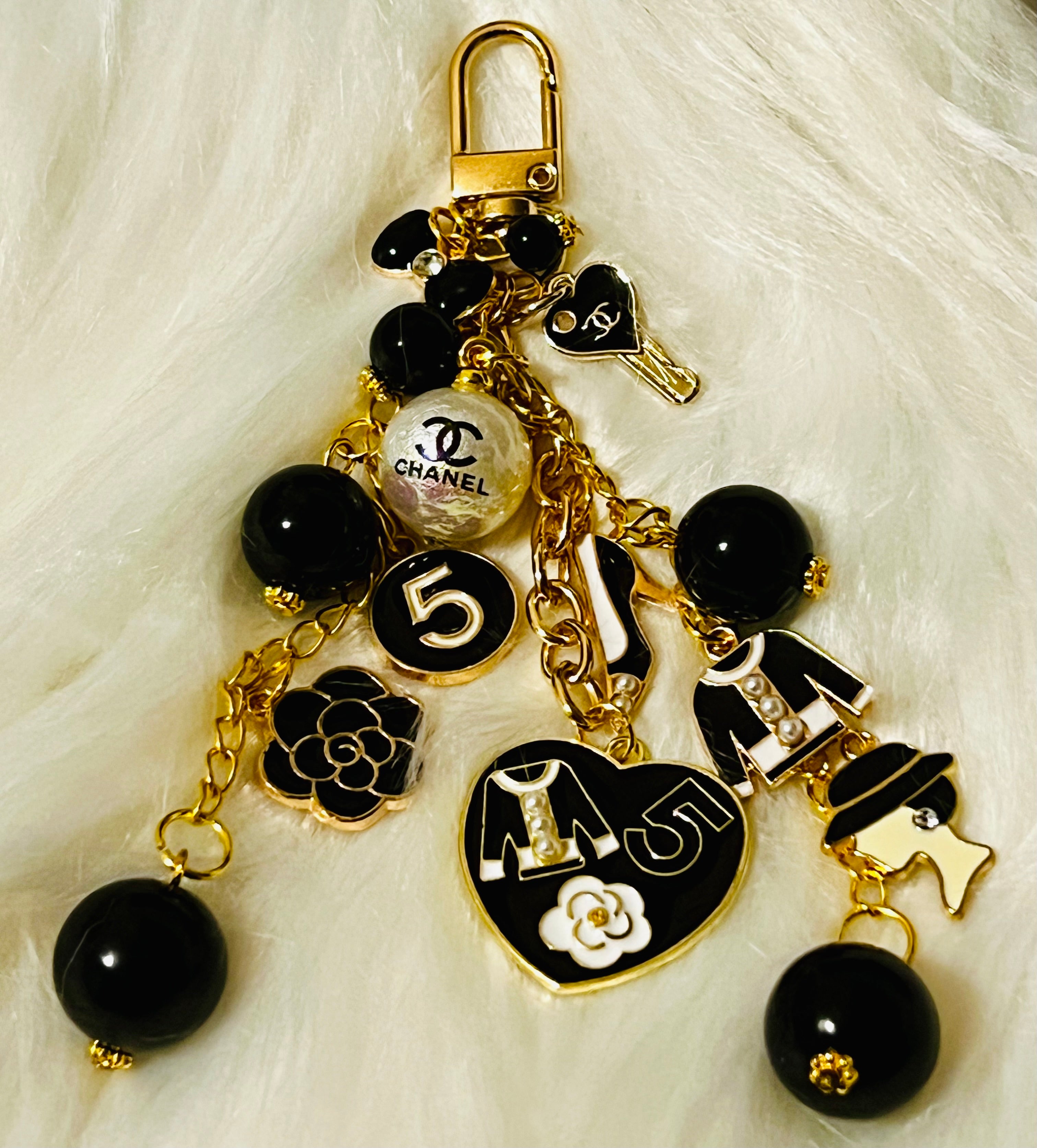 CHANEL Gold & Black Keychain Bag Charm