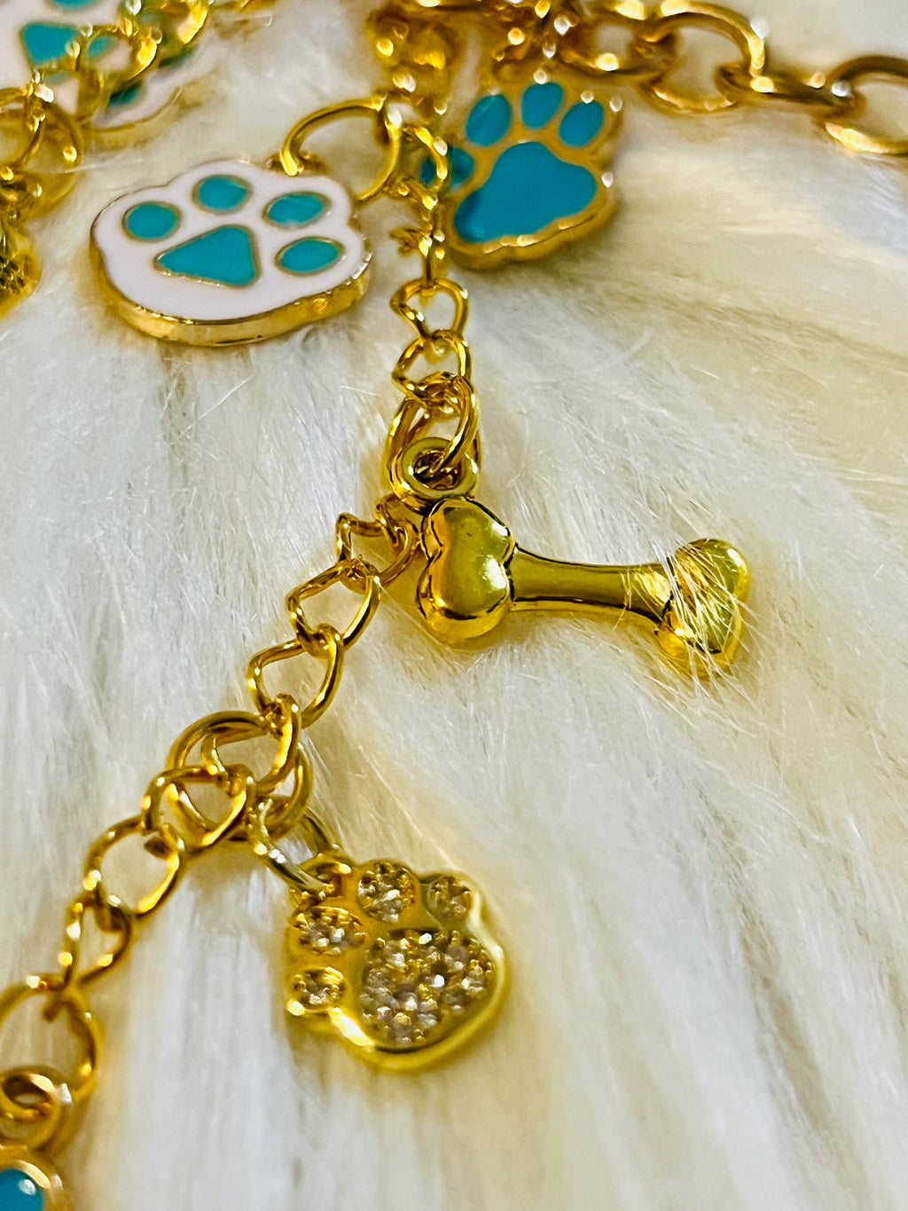 LV Blue & Gold Paw Print Charm Keychain 🐾💎