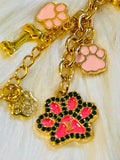 LV Pink & Gold Paw Print Keychain Bag Charm 🐾