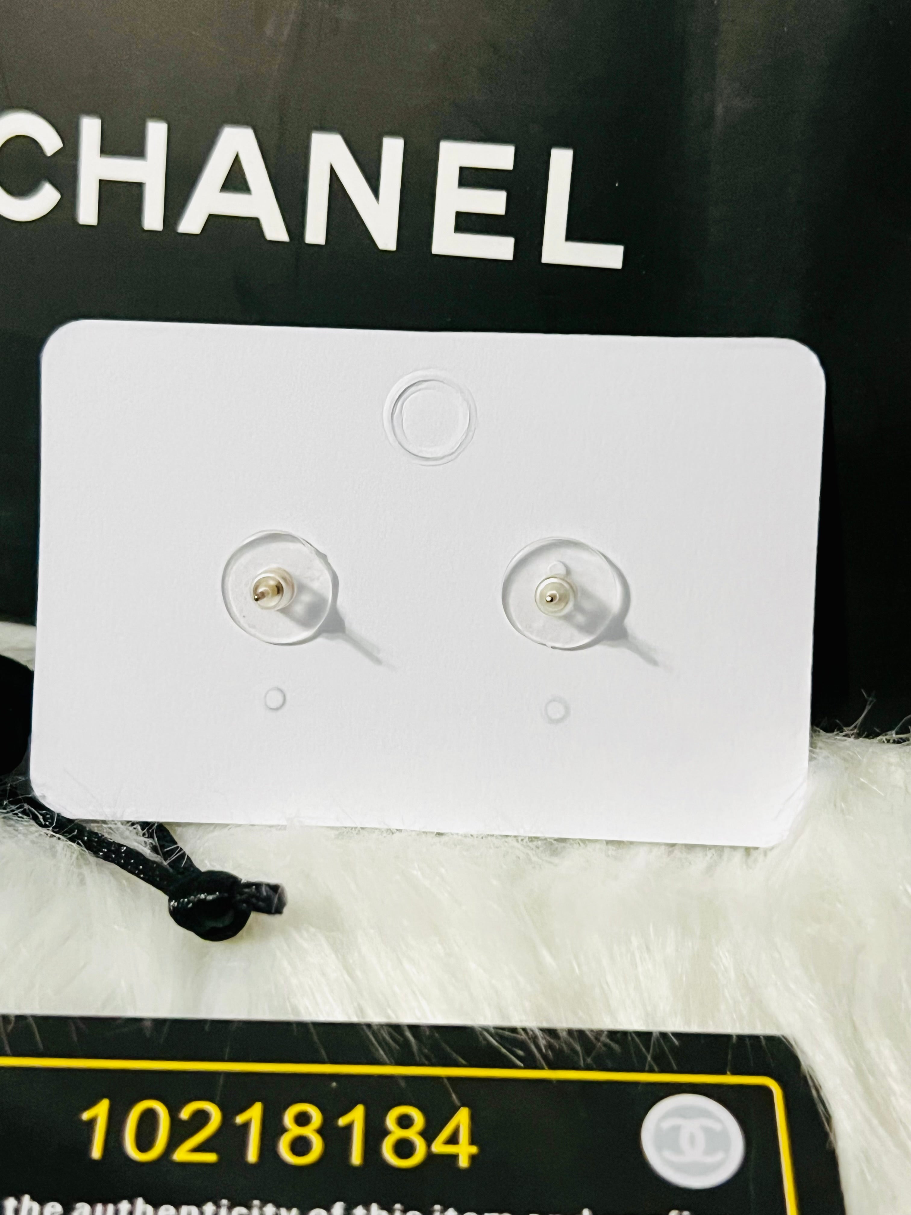 CHANEL Iconic Logo Gold & Black Earrings