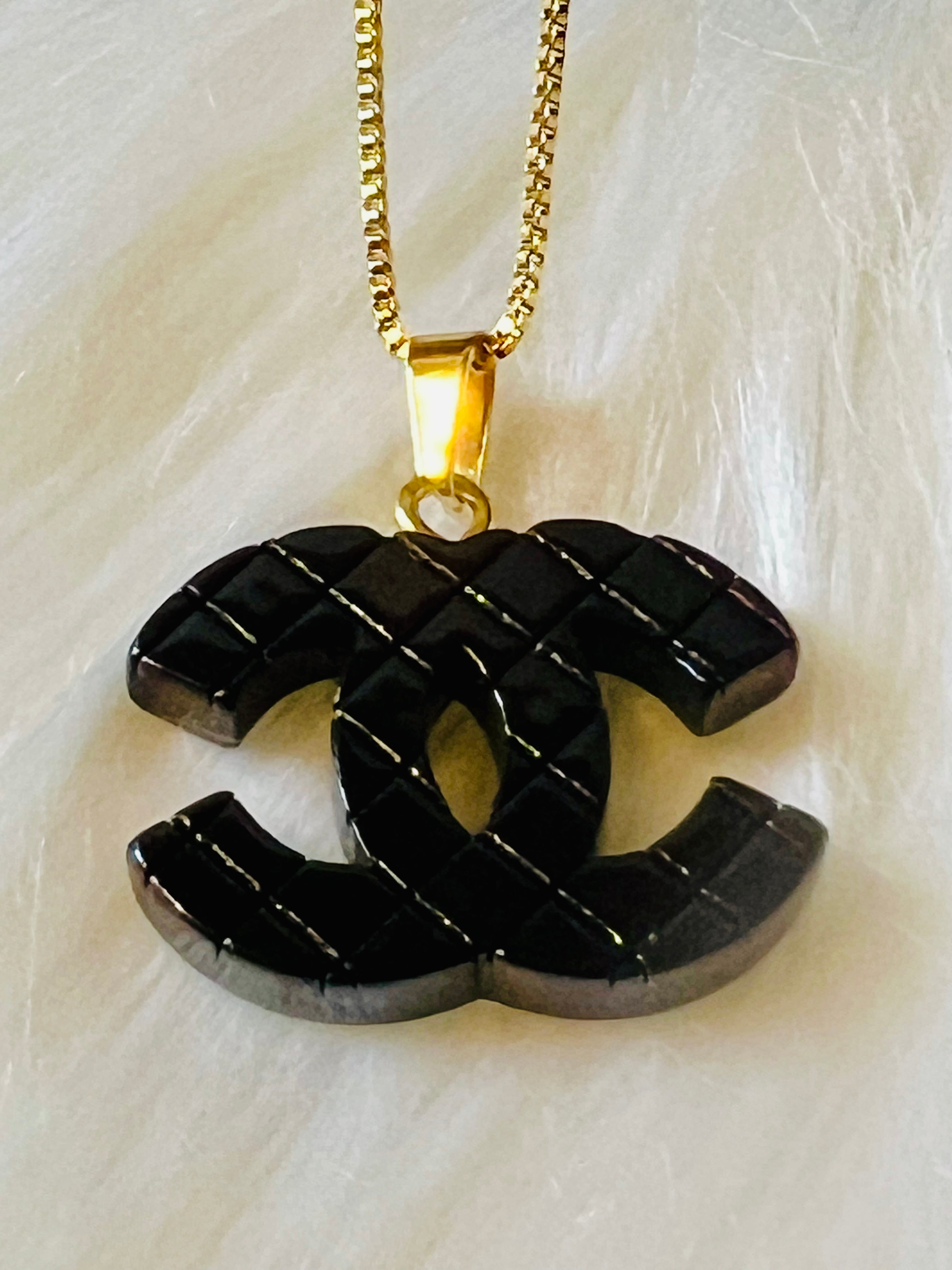 CHANEL Iconic Black Pendant Necklace