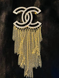 Chanel Gold Crystal Chain Fringe Brooch