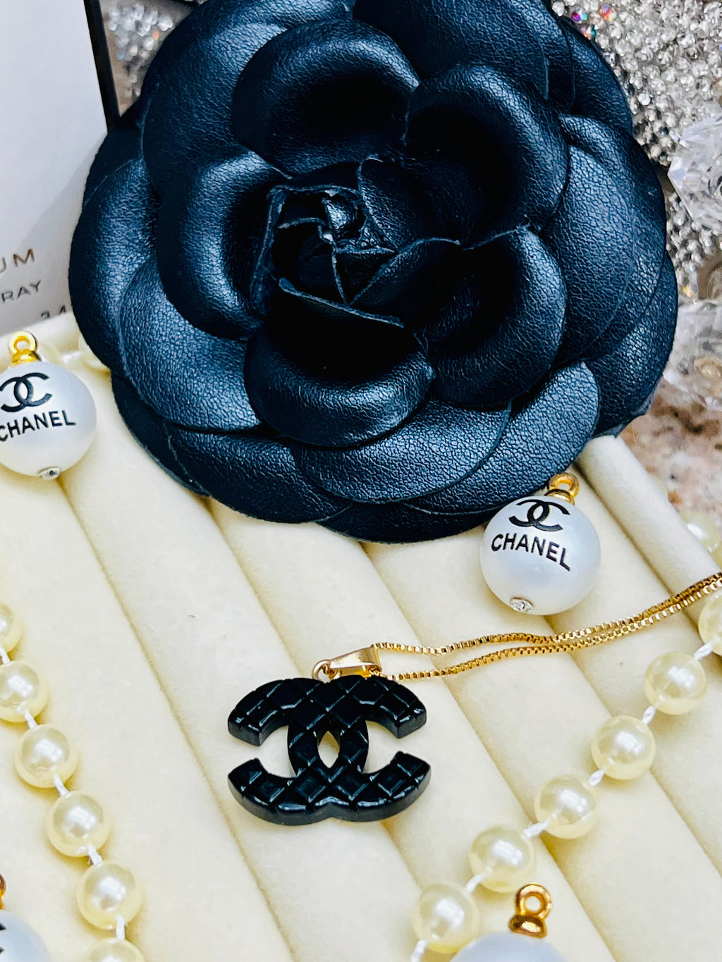 CHANEL Iconic Black Pendant Necklace