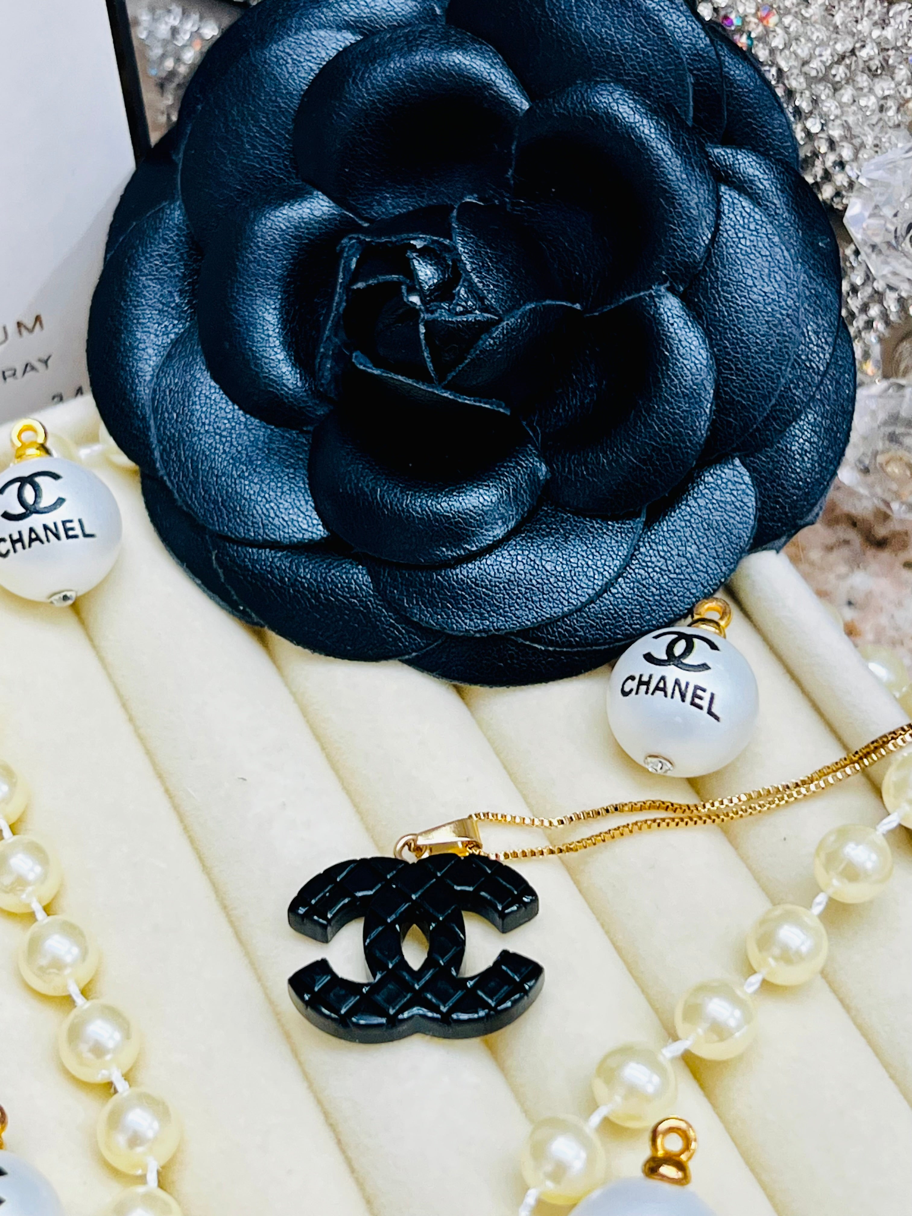 CHANEL Iconic Black Pendant Necklace