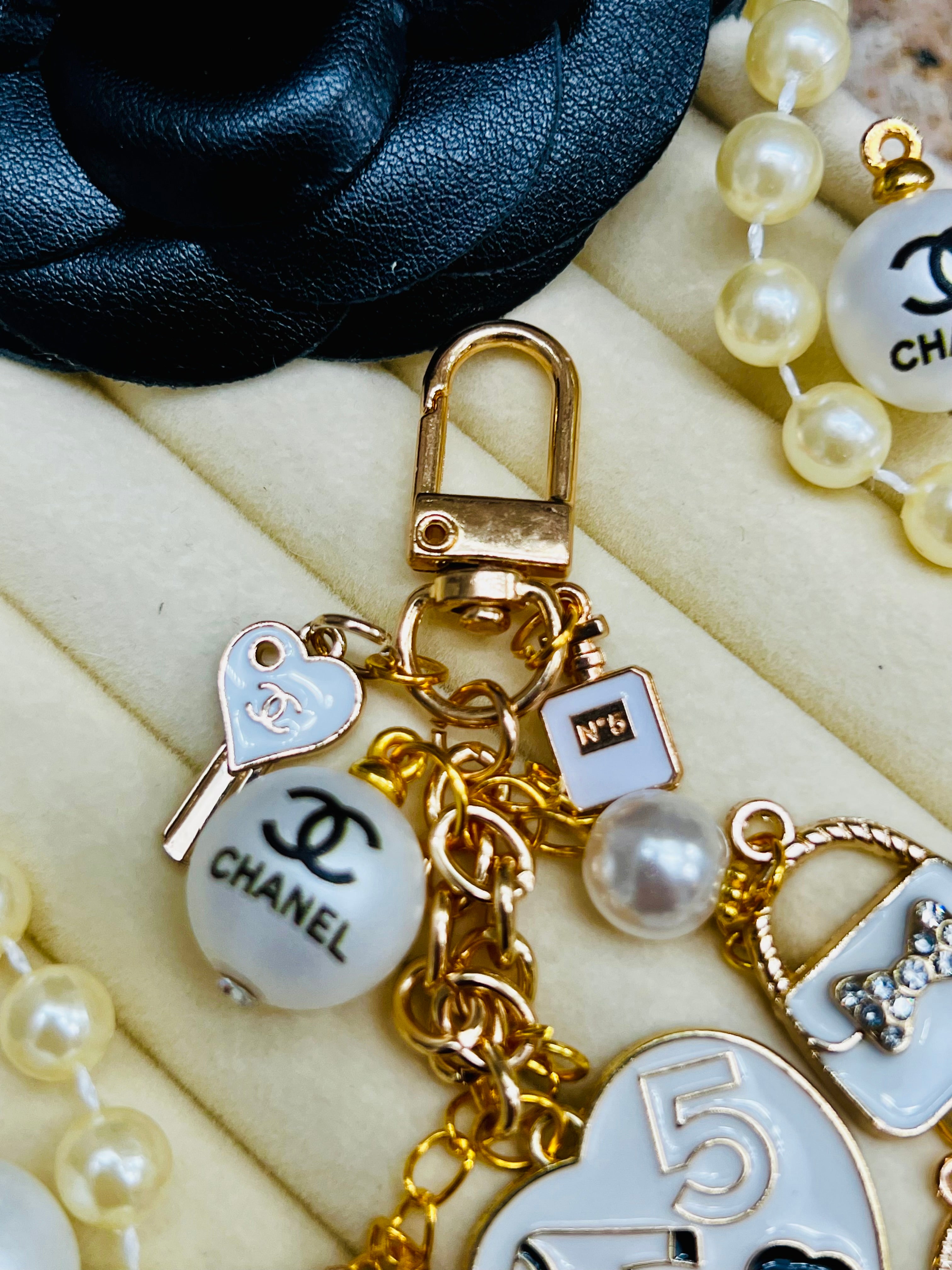 Chanel Gold & White Keychain