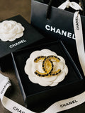 CHANEL Leather Braided Gold Brooch