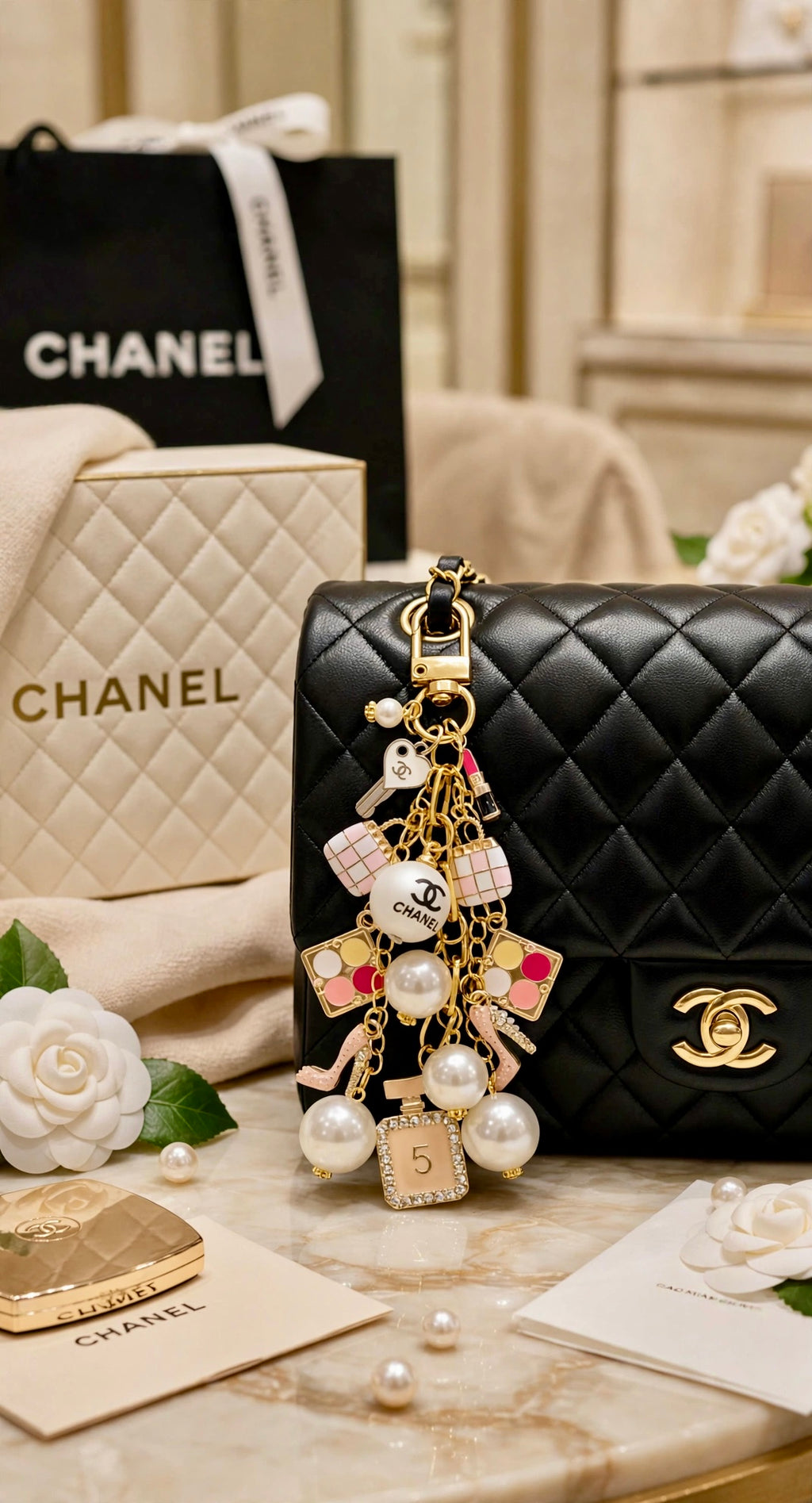 🩷✨Pink Glitter Chanel Keychain✨🩷