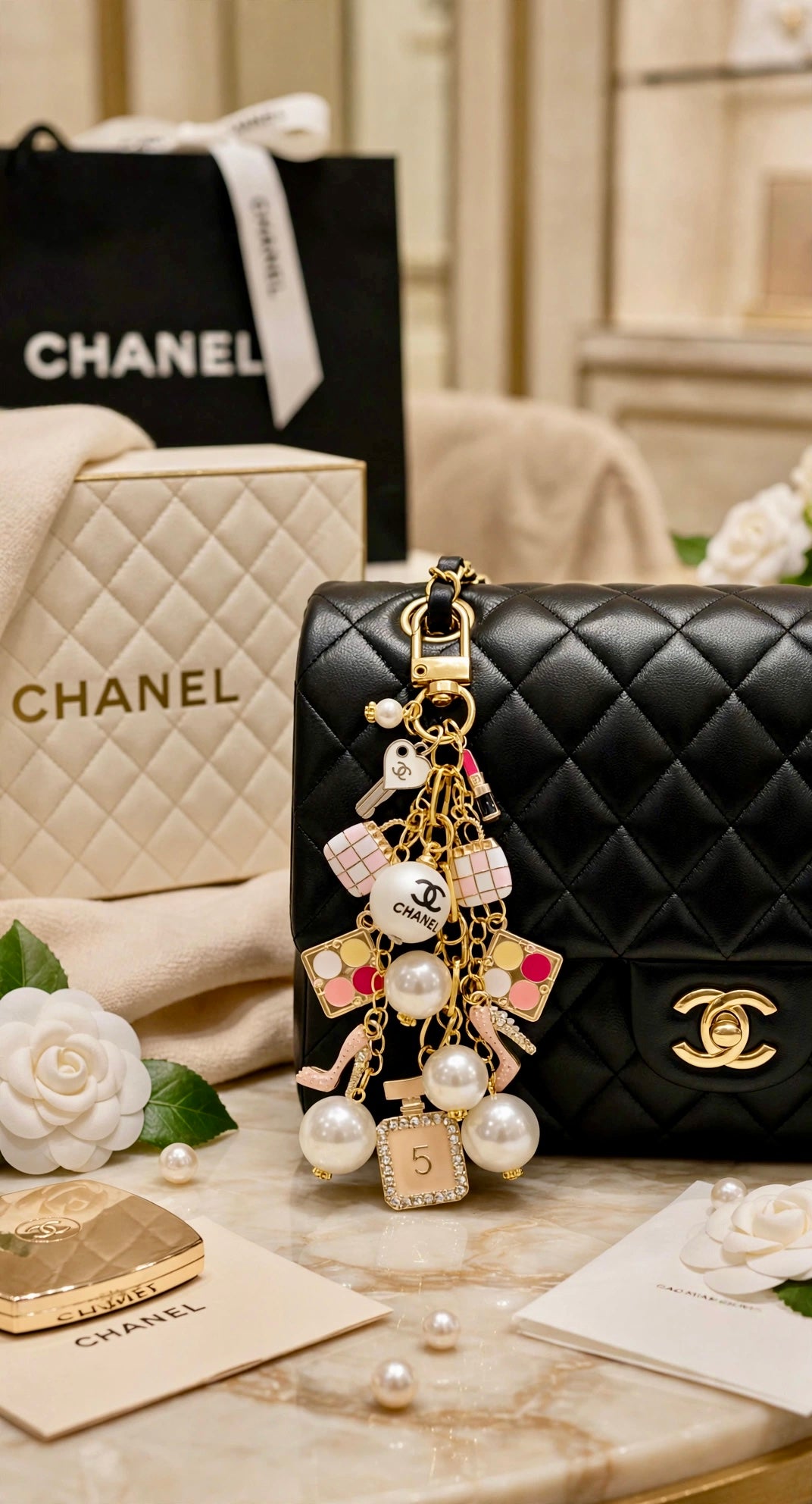 🩷✨Pink Glitter Chanel Keychain✨🩷