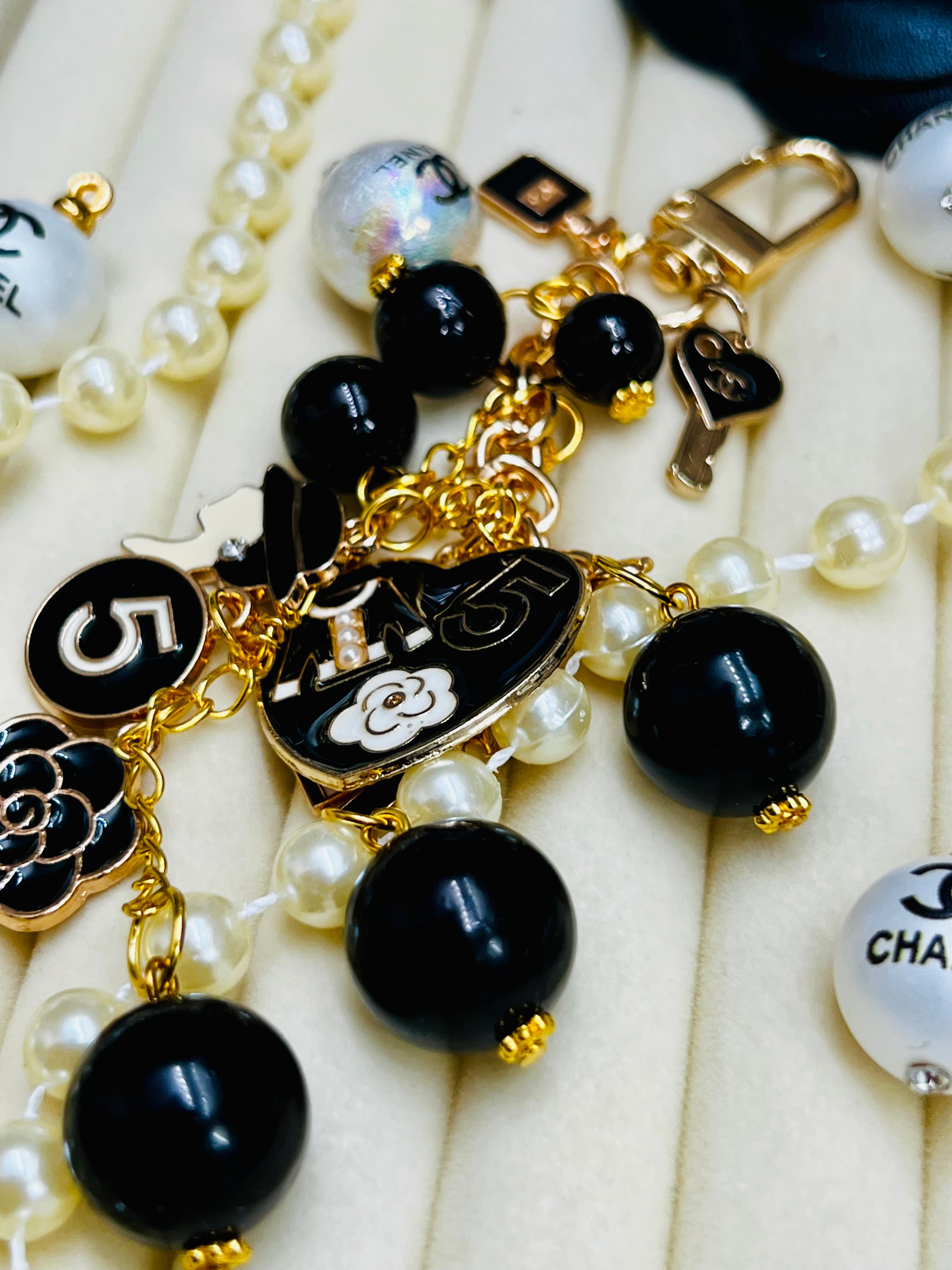 Chanel Keychain Bag Charm Black & Gold