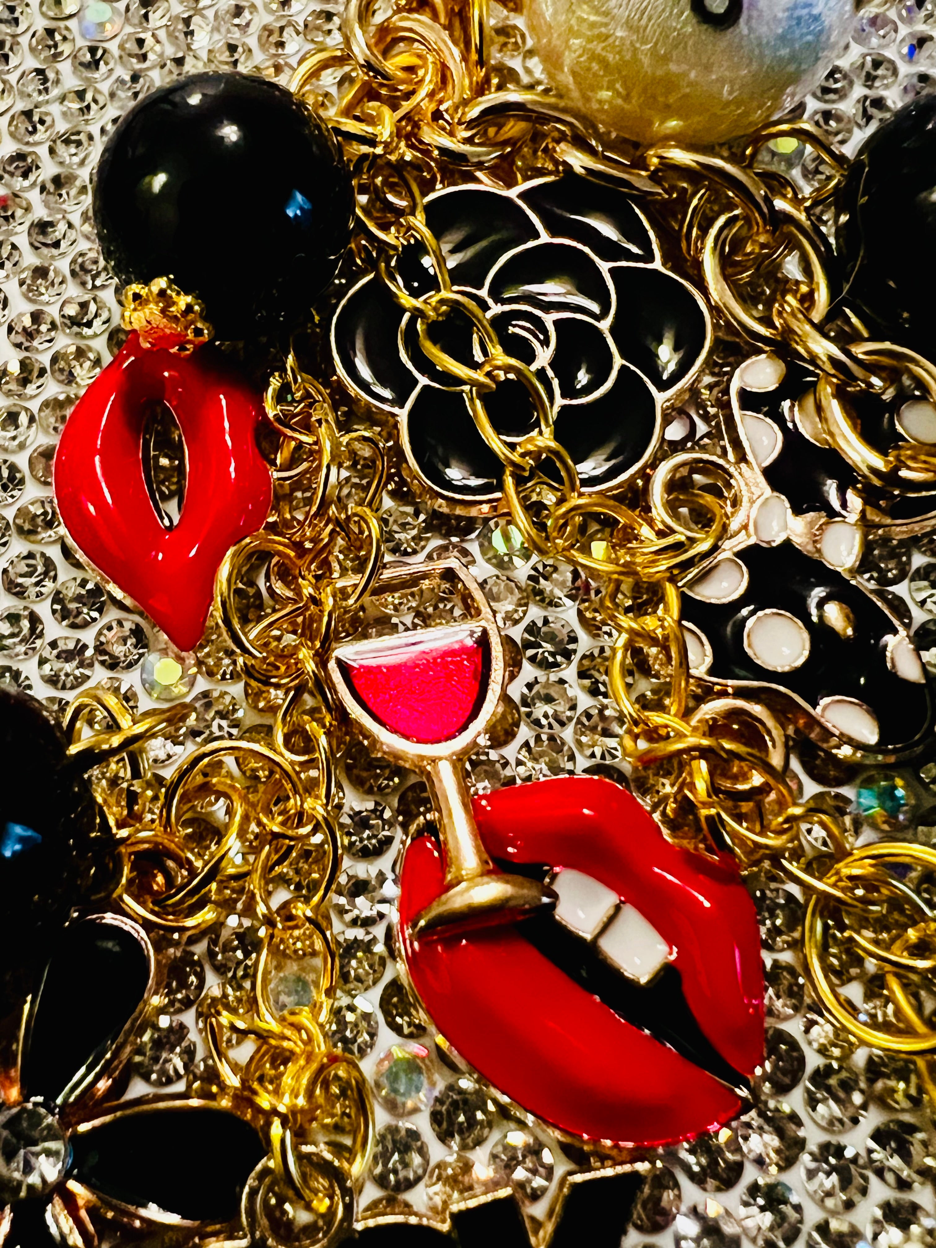 CHANEL Black & Gold Charm Keychain
