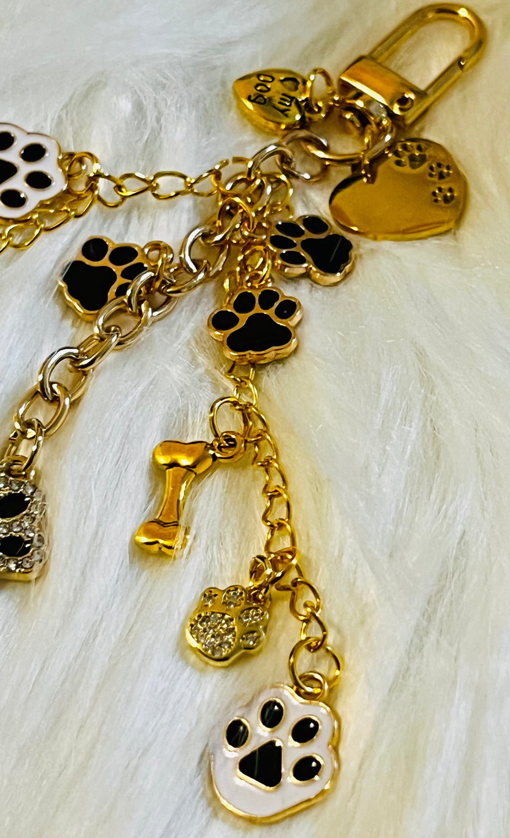 LV Black & Gold Paw Print Charm Keychain 🐾