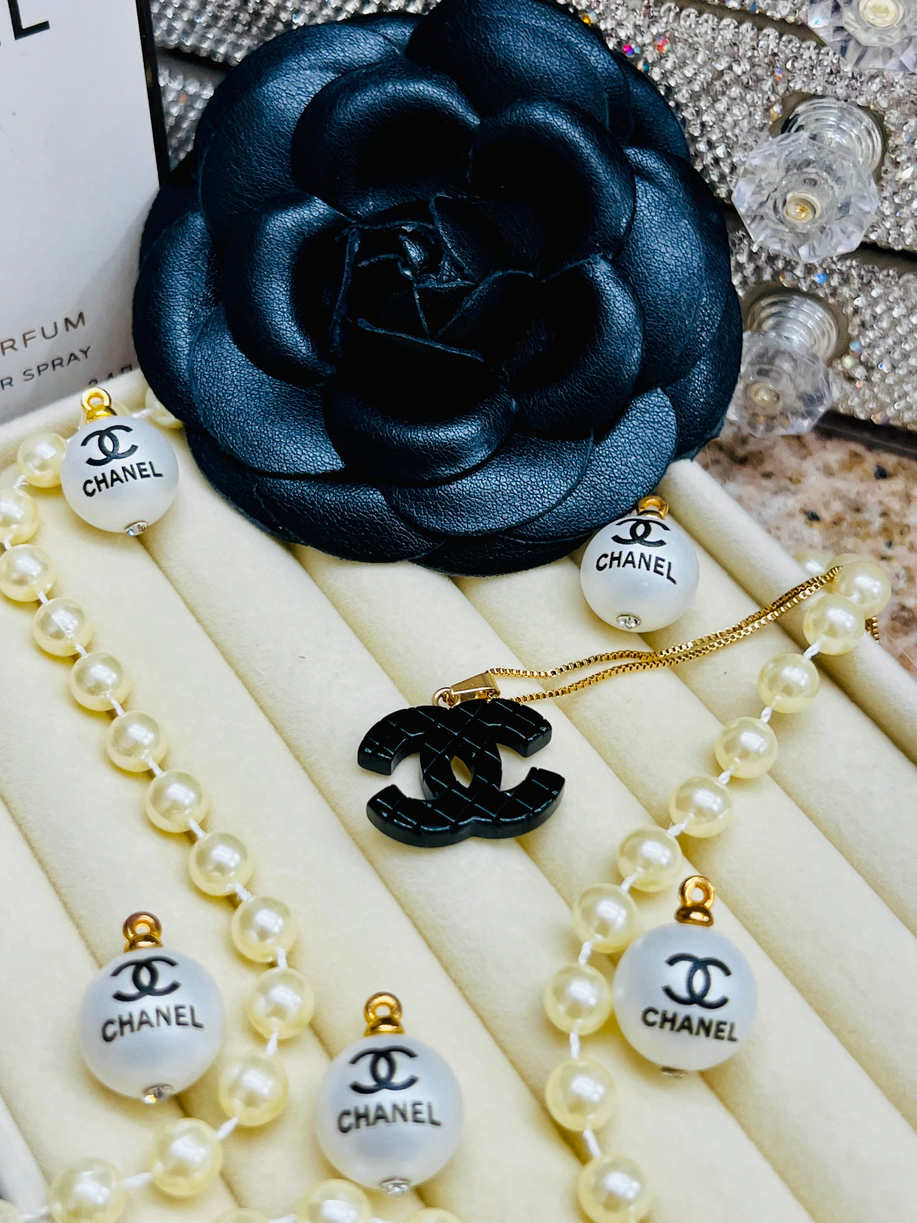 CHANEL Iconic Black Pendant Necklace