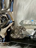 CHANEL Iconic Logo Silver with Pearl Accent Brooch M