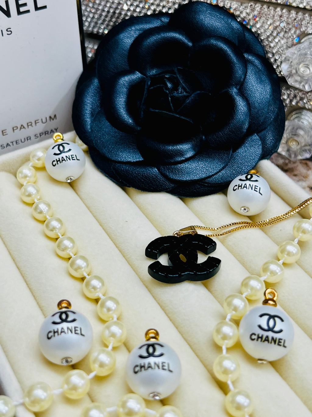 CHANEL Iconic Black Pendant Necklace