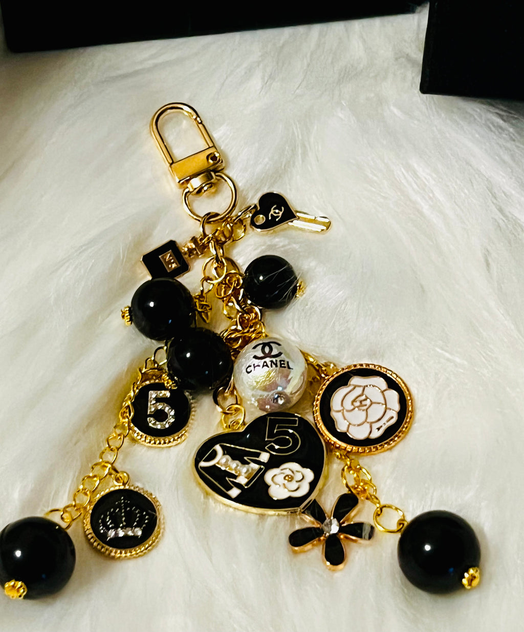 CHANEL Gold & Black Keychain Bag Charm