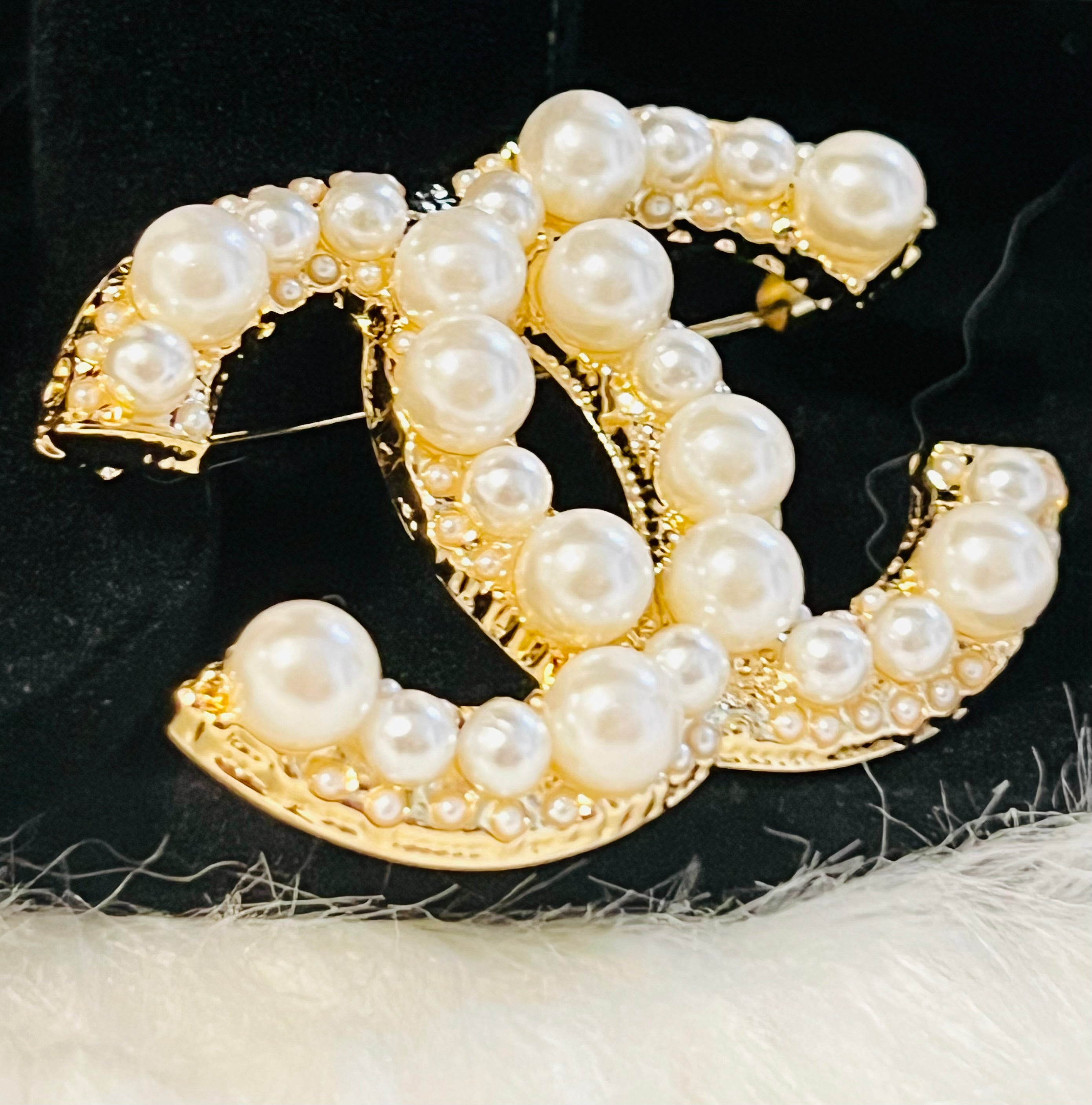 CHANEL Gold with Pearl Accent Brooch
